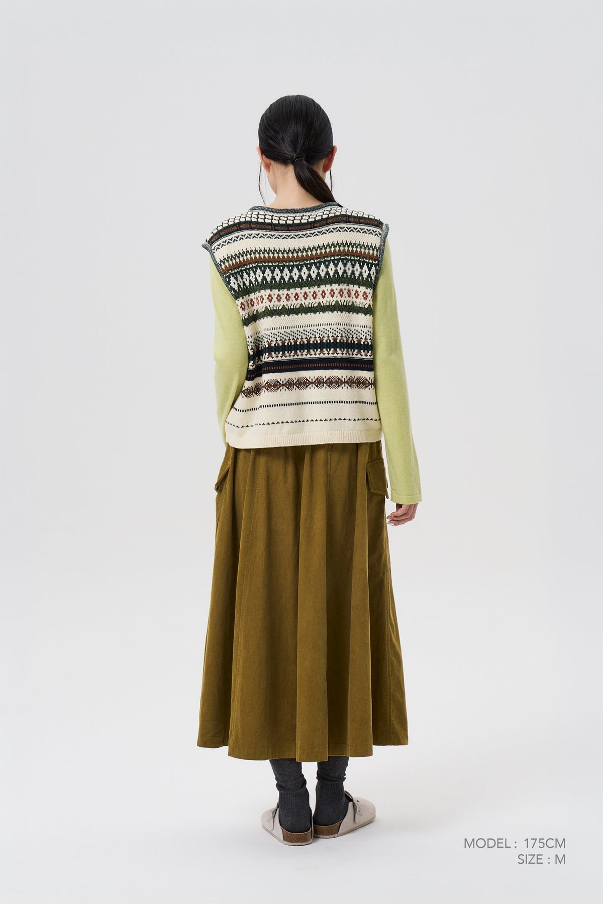 Knitted Patterned Vest - Beige