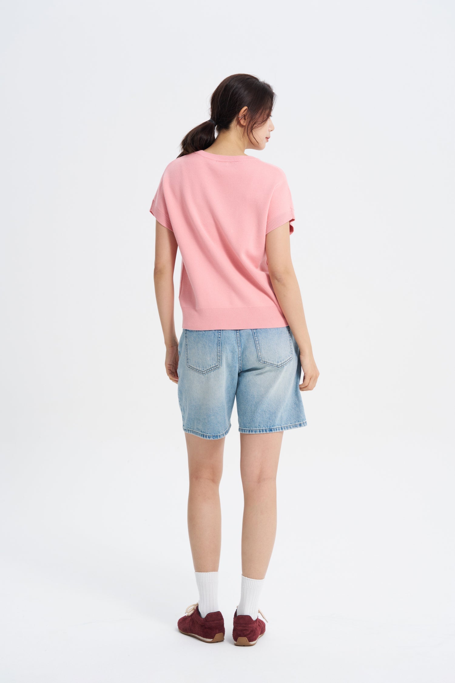 Knitted Floral Top - Blush