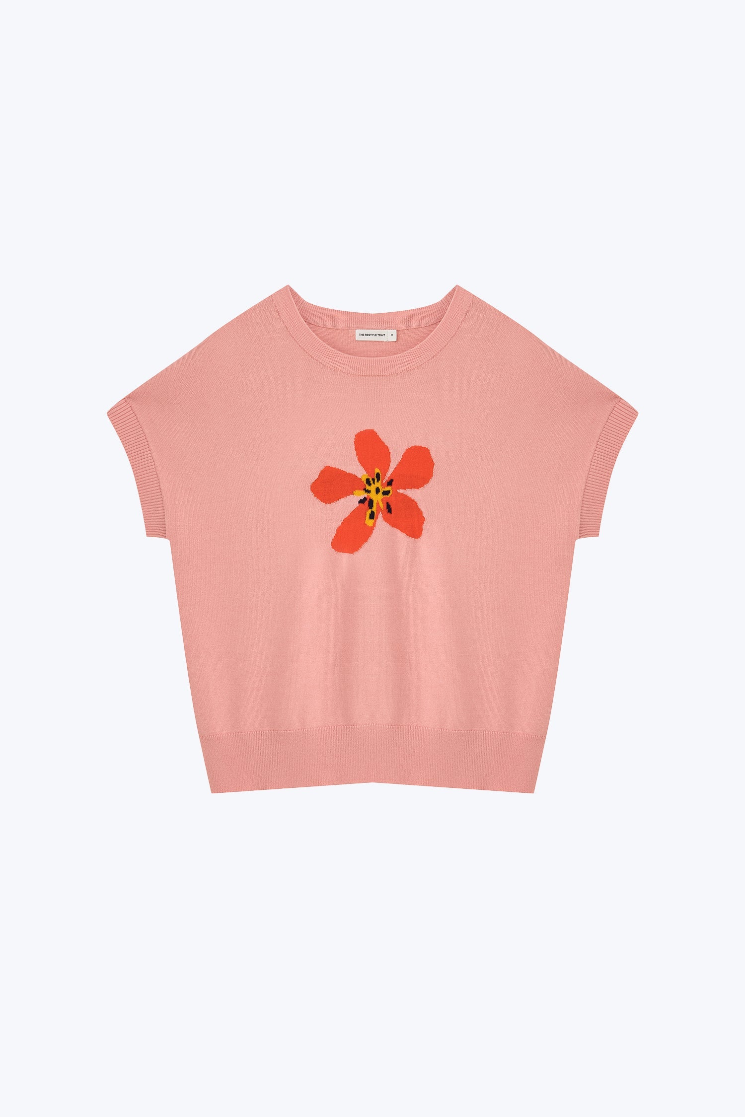 Knitted Floral Top - Blush