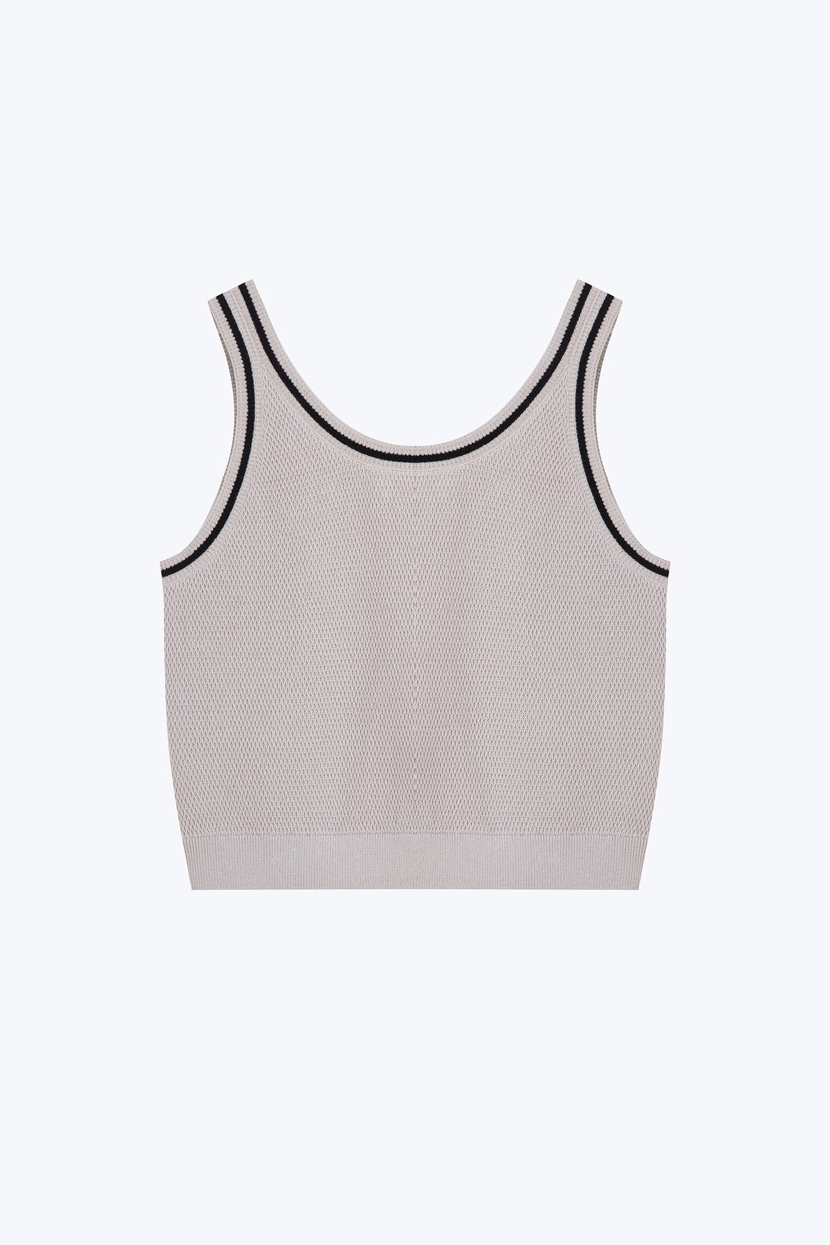 Knitted Contrast Top - Light Grey
