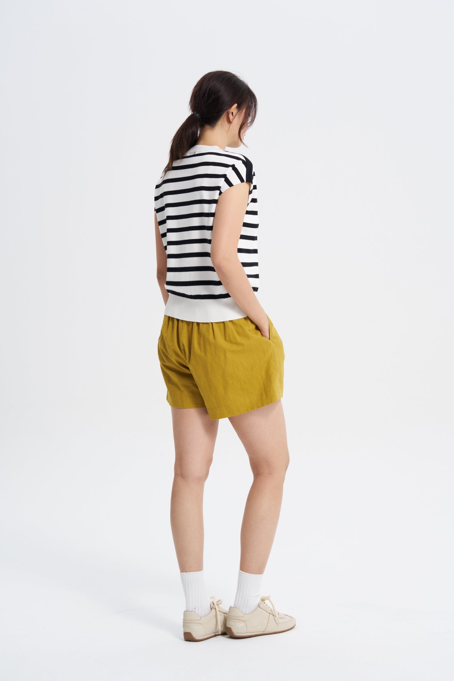 Knitted Striped Top - Cream