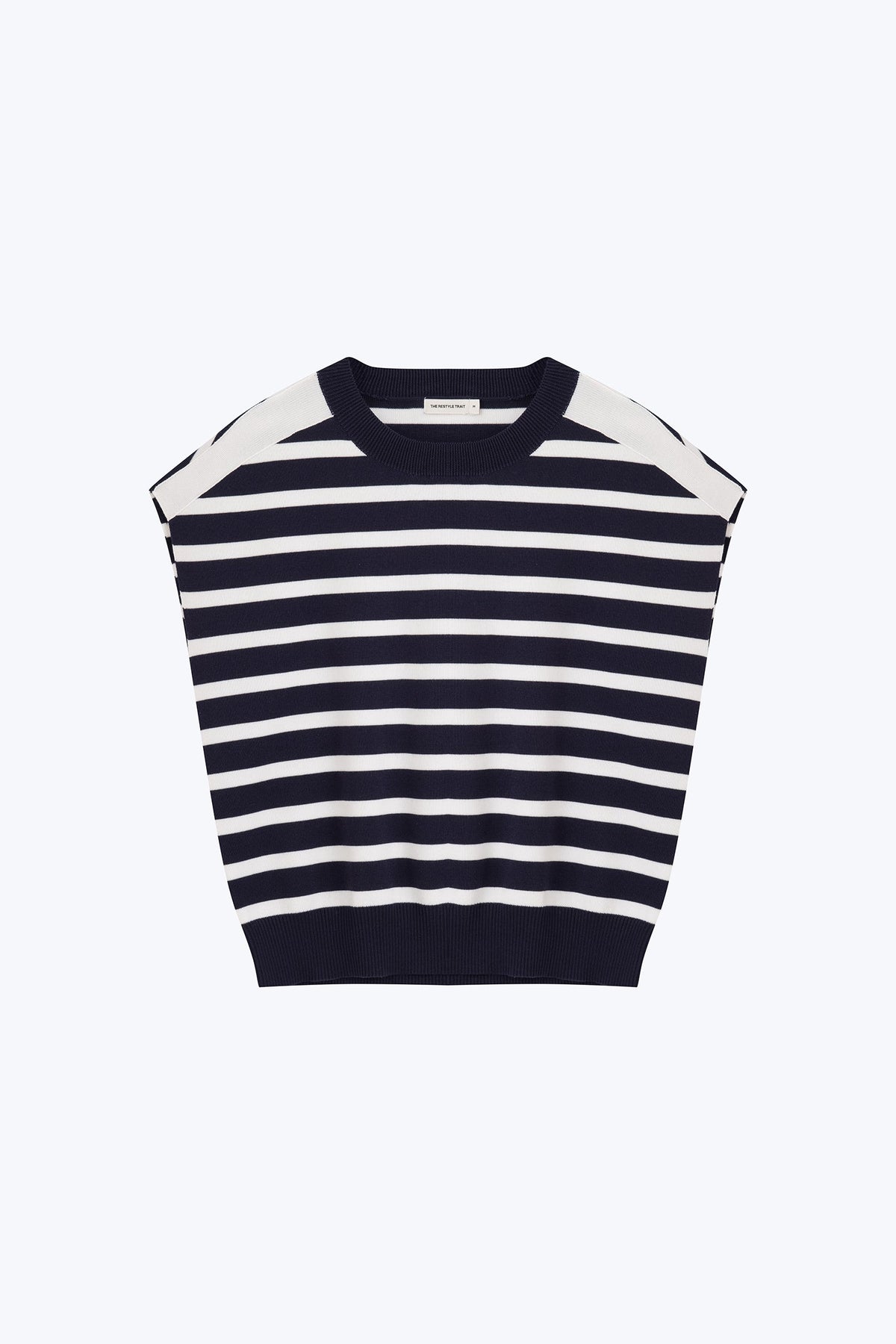 Knitted Striped Top - Navy