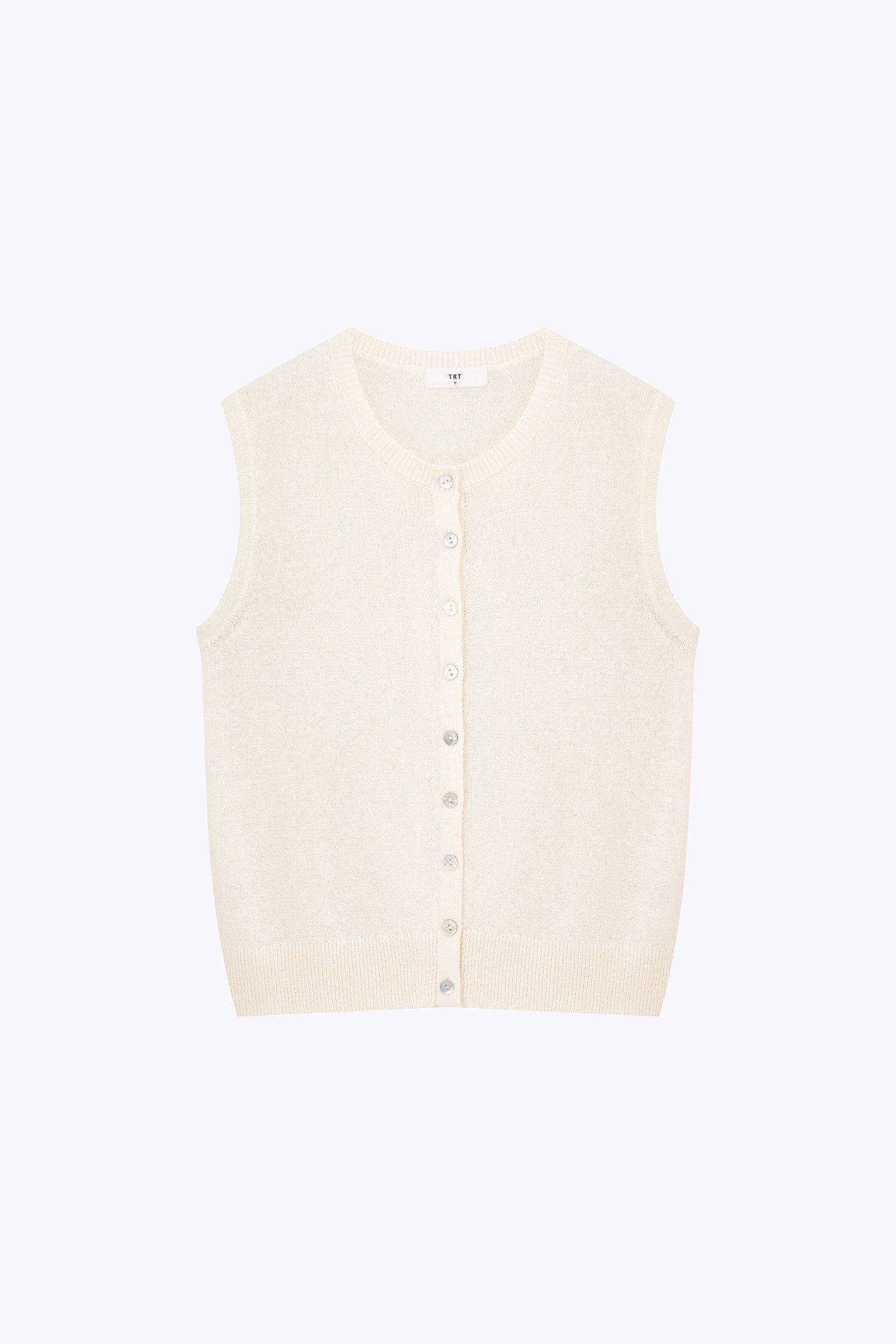Knitted Button Vest - Ecru