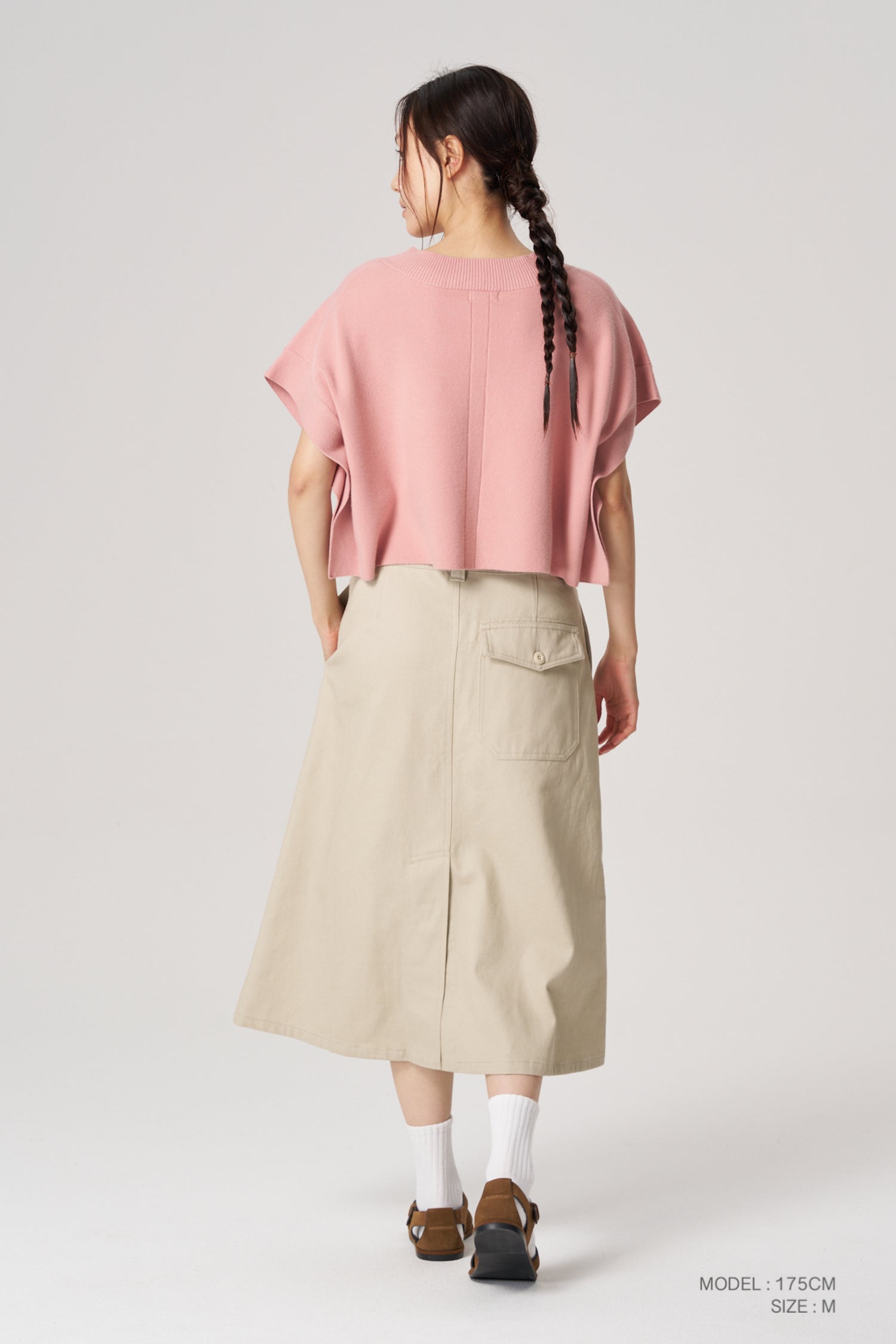 Knitted V-Neck Top - Blush
