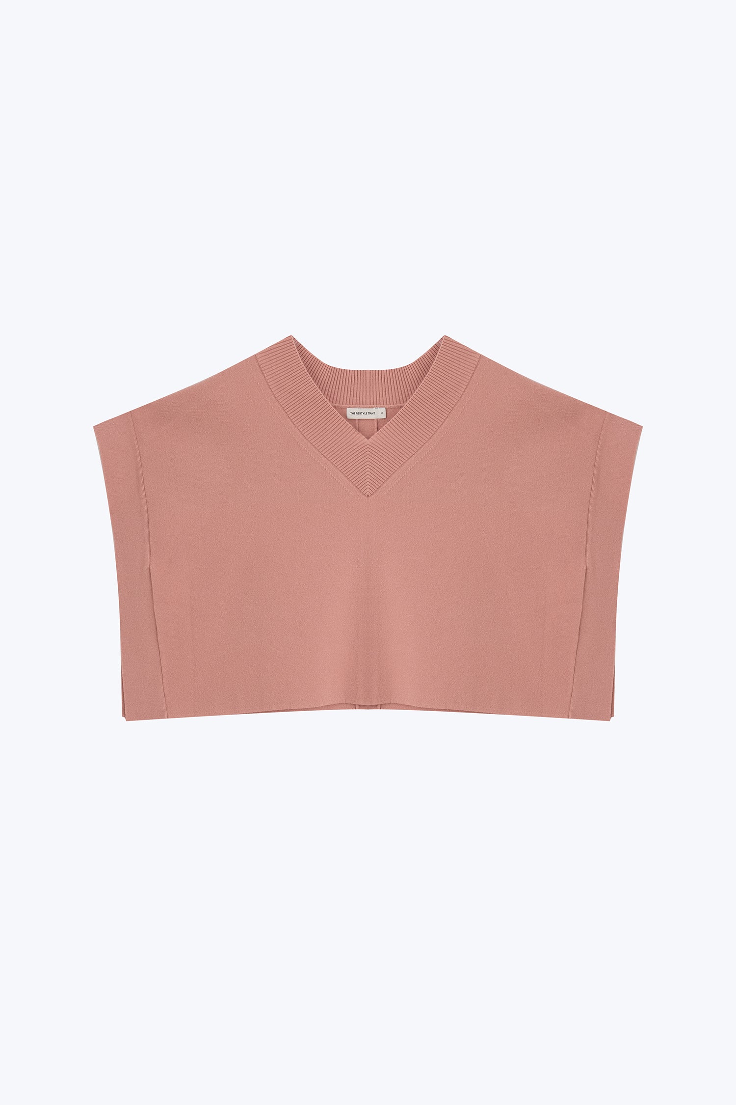 Knitted V-Neck Top - Blush