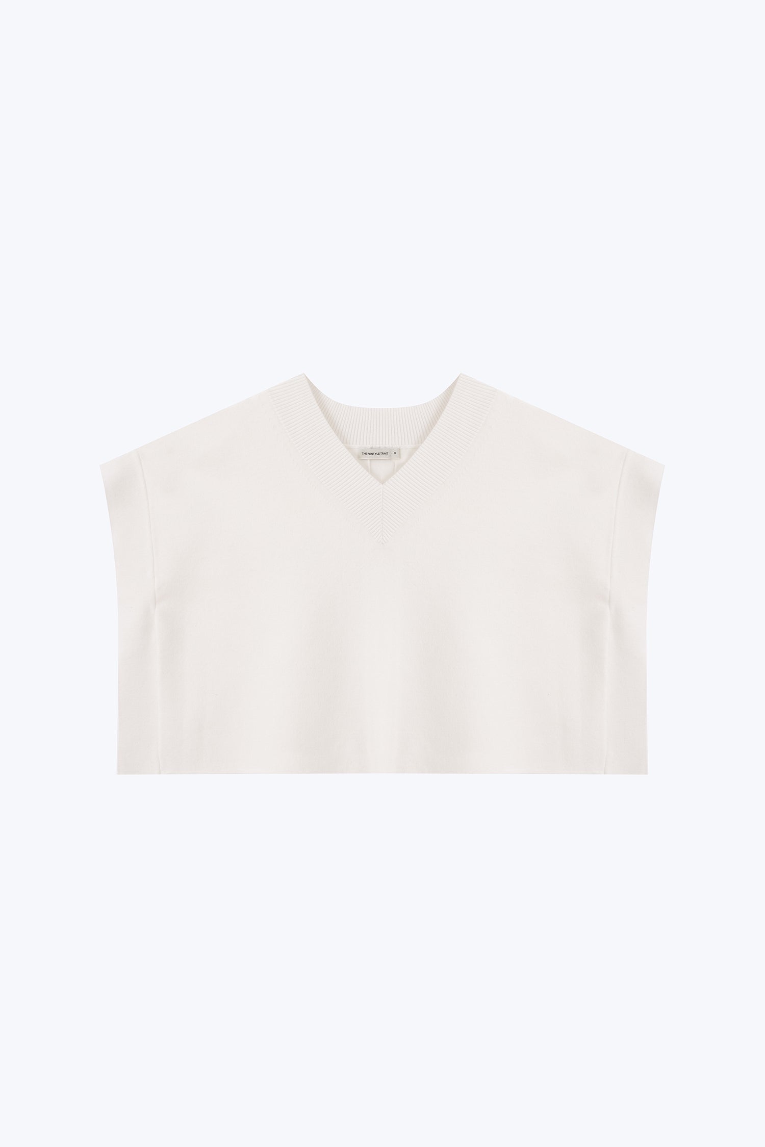 Knitted V-Neck Top - Cream