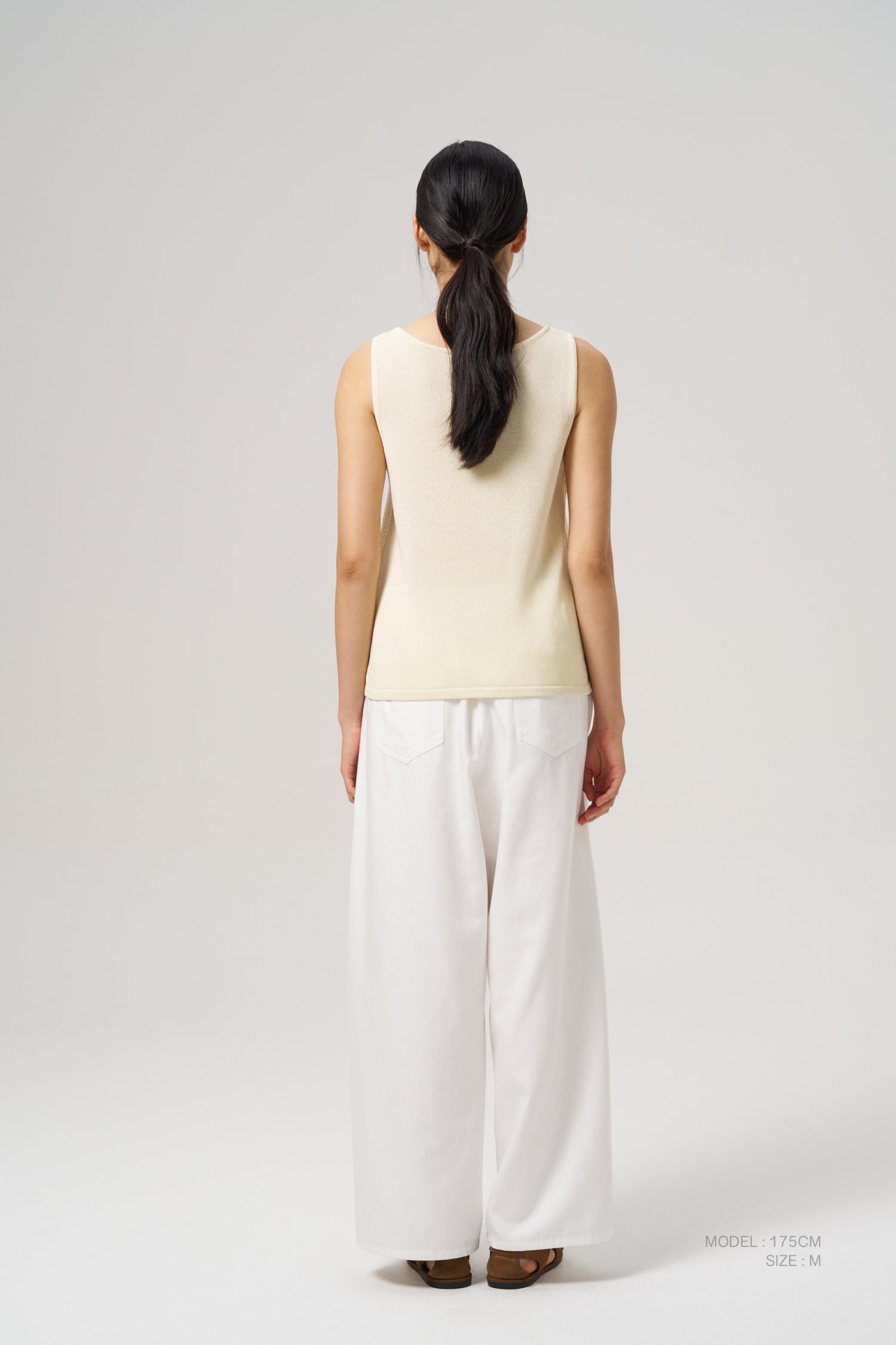 Knitted Mesh Sleeveless Top - Ecru