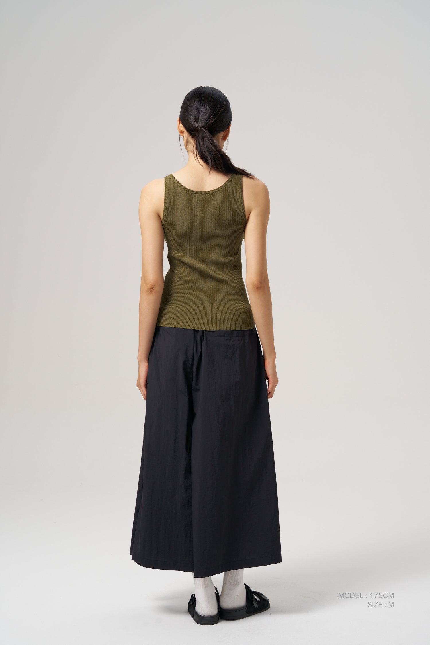 Knitted Ribbed Camisole - Army Green