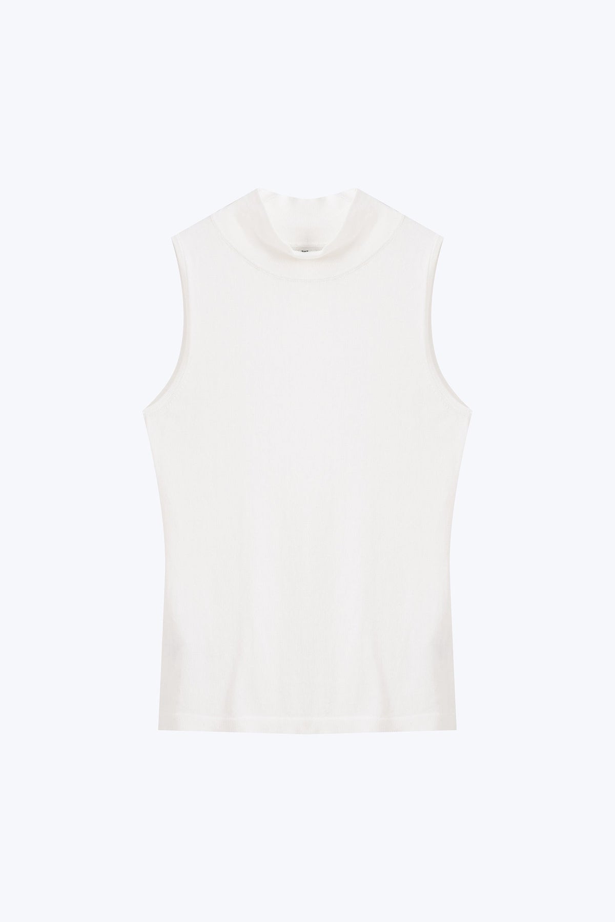 Knitted Ribbed Collar Top - Cream