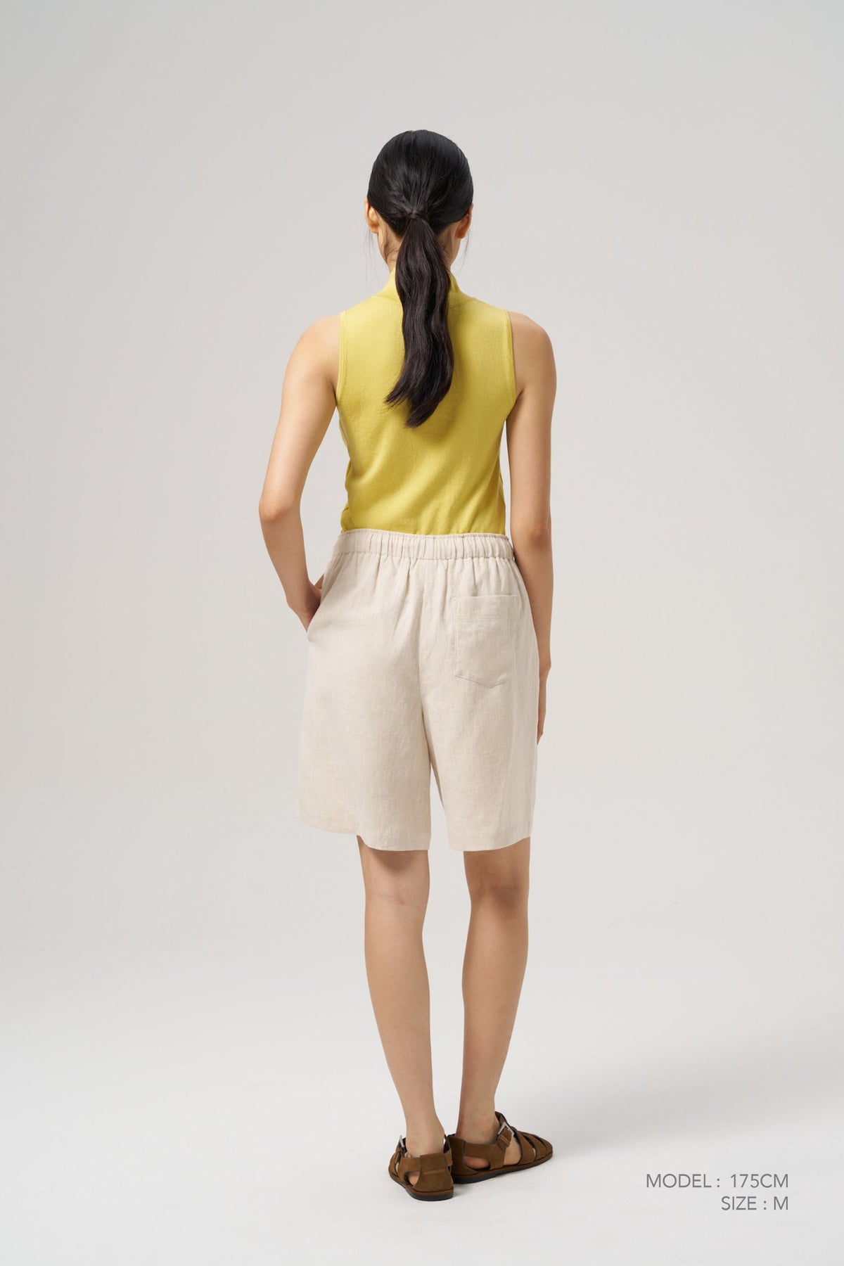 Knitted Ribbed Collar Top - Lemon