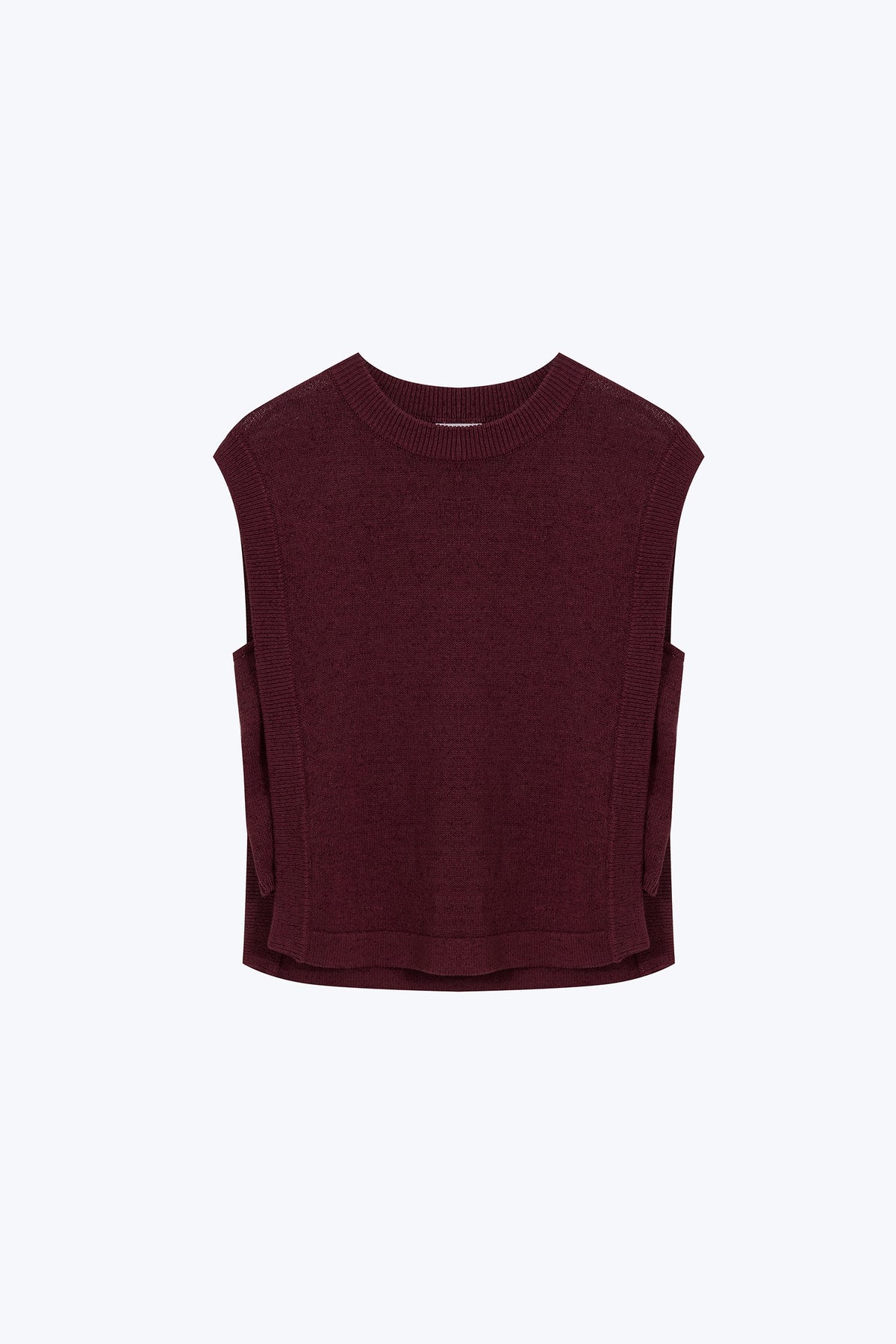 Knitted Sleeveless Top - Burgundy