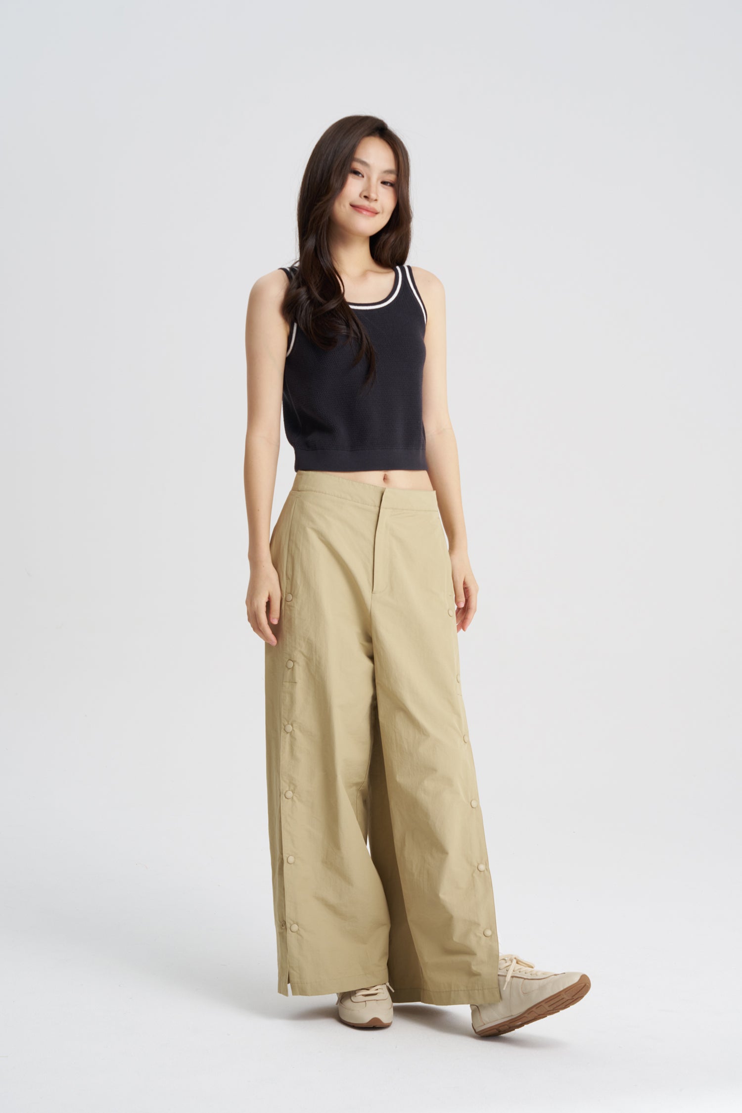 Snap Button Trousers - Khaki