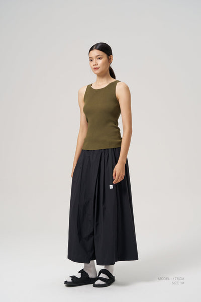 Pleated Overlap Trousers - Black