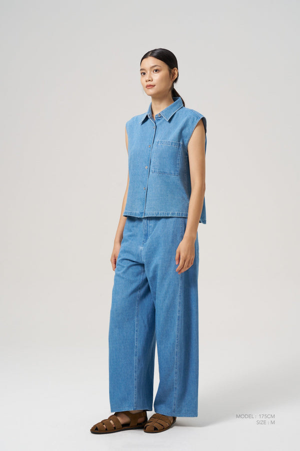 Denim Barrel Trousers - Denim