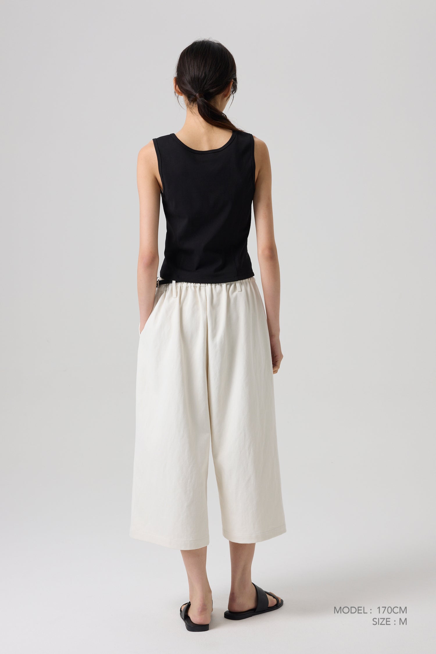 Elastic Waist Culottes - Almond