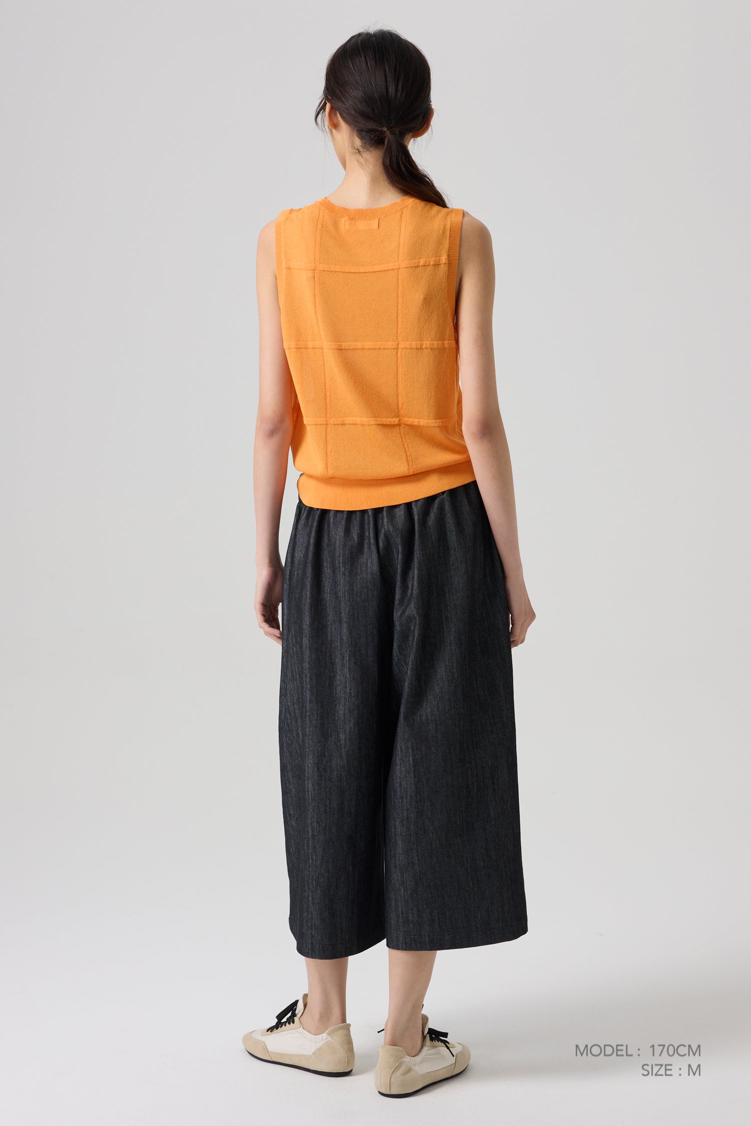Elastic Waist Culottes - Denim Black