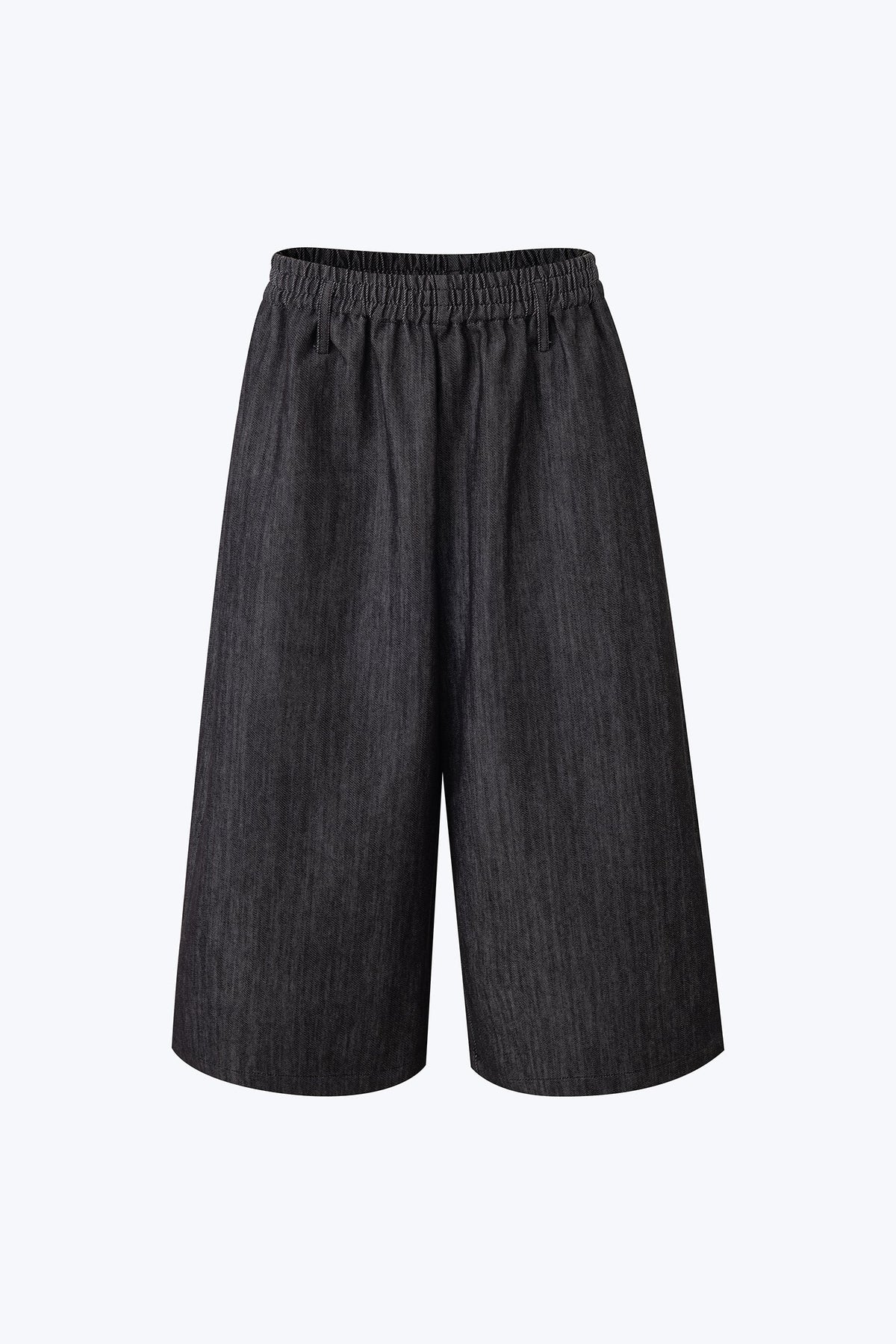 Elastic Waist Culottes - Denim Black