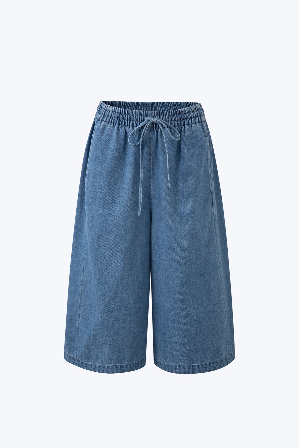 Denim Drawstring Culottes - Denim