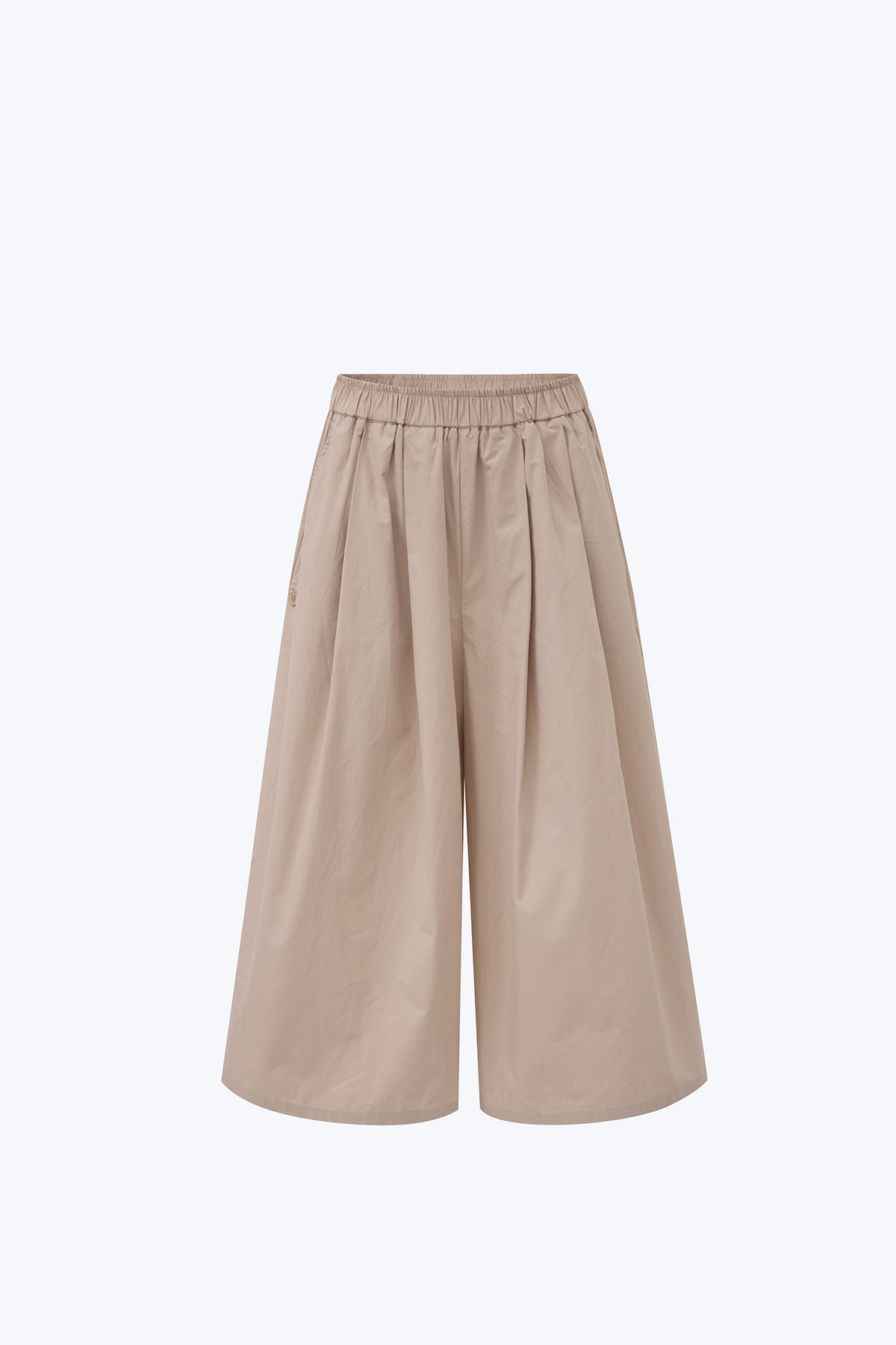 Elasticised Wide Leg Pants - Khaki