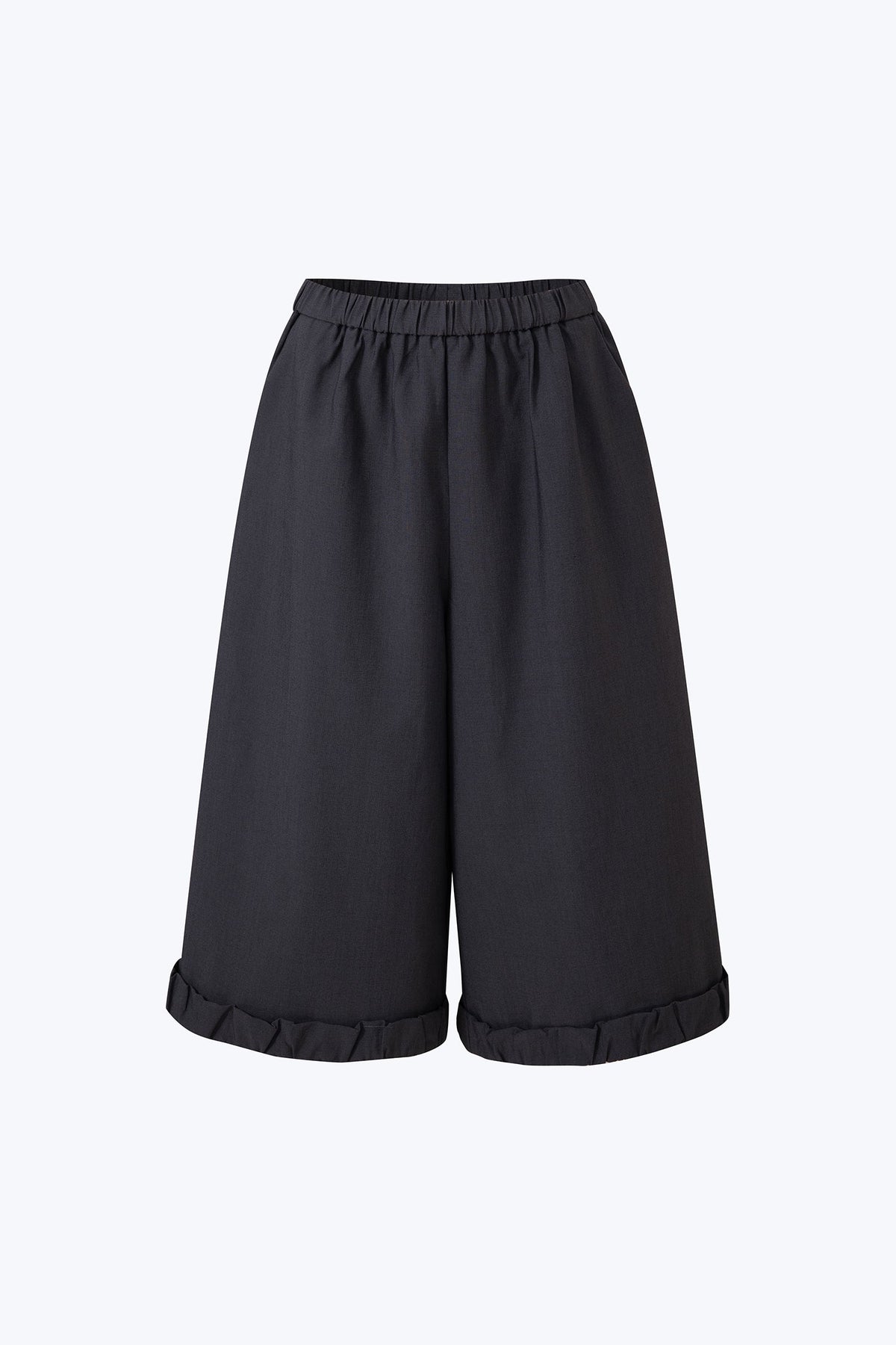 Gathered Ruffle Cuff Culottes - Dark Grey