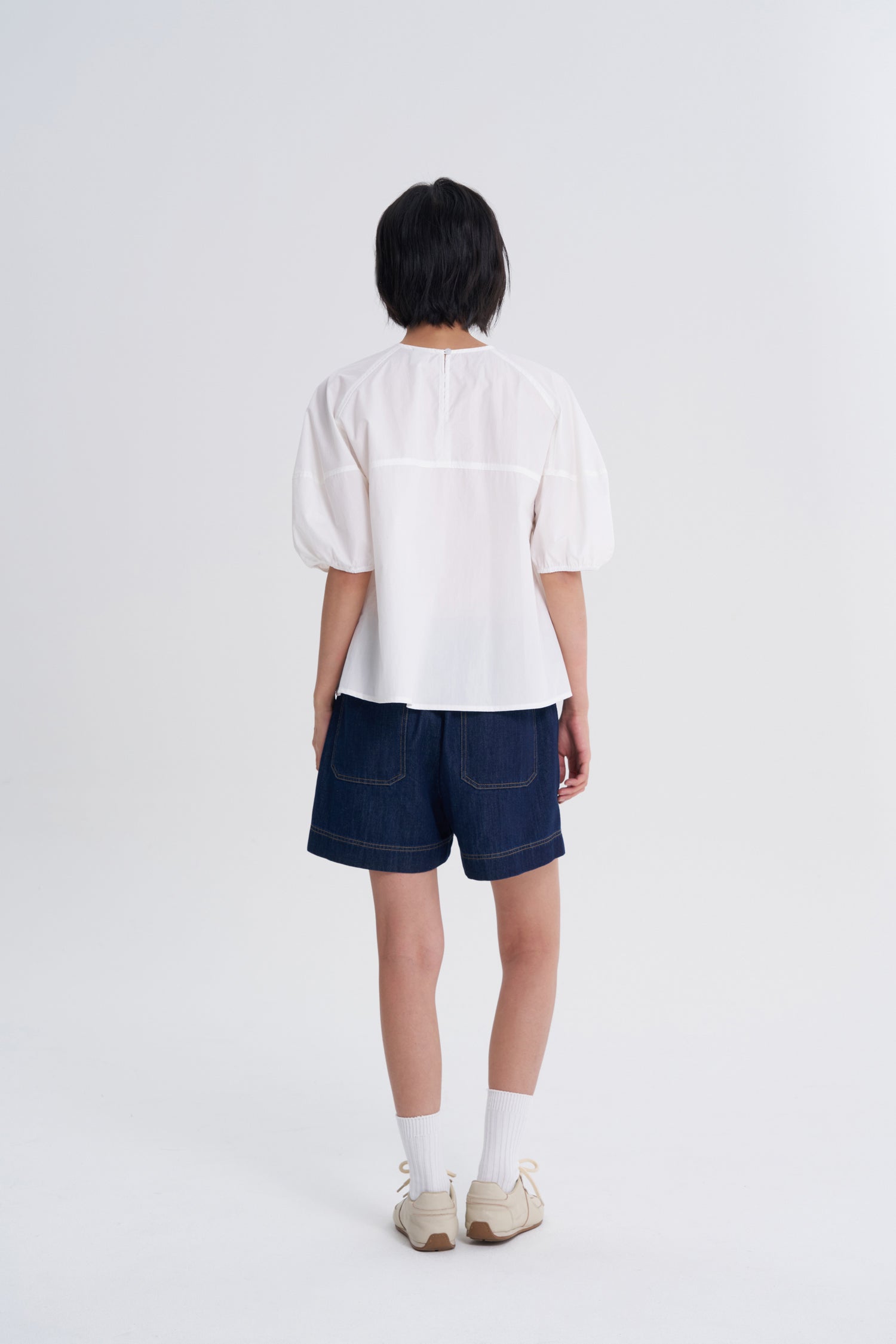 Denim Pull-Up Shorts - Dark Denim