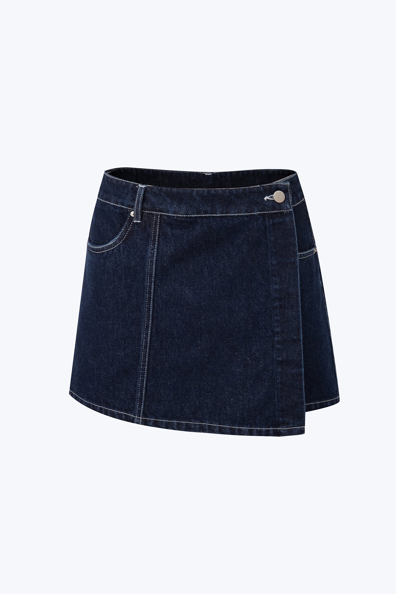 Denim Overlap Skorts - Dark Denim