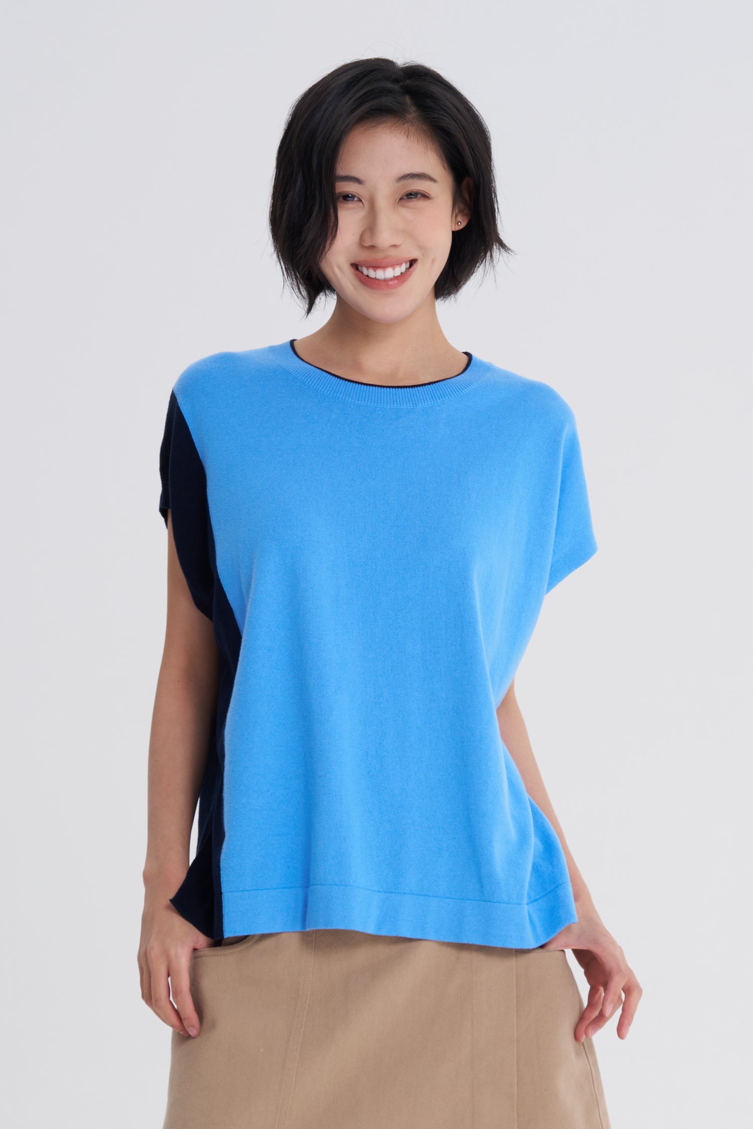 Denim Overlap Skorts - Khaki