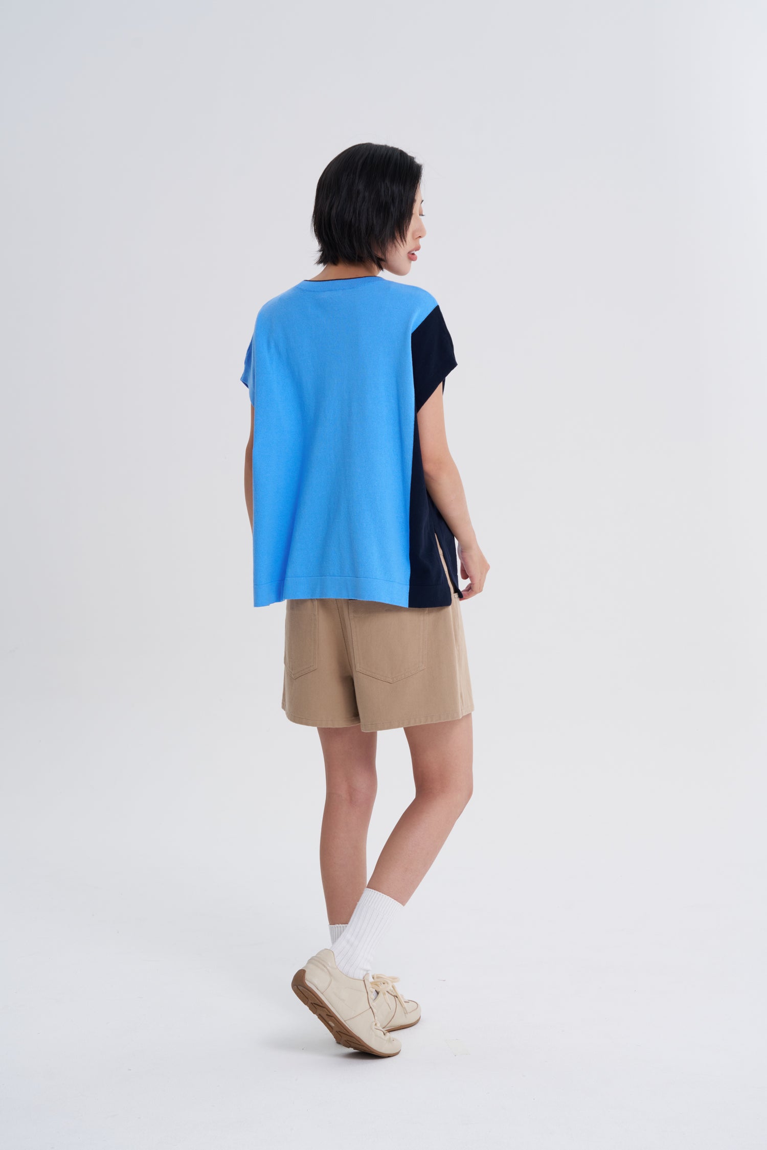 Denim Overlap Skorts - Khaki