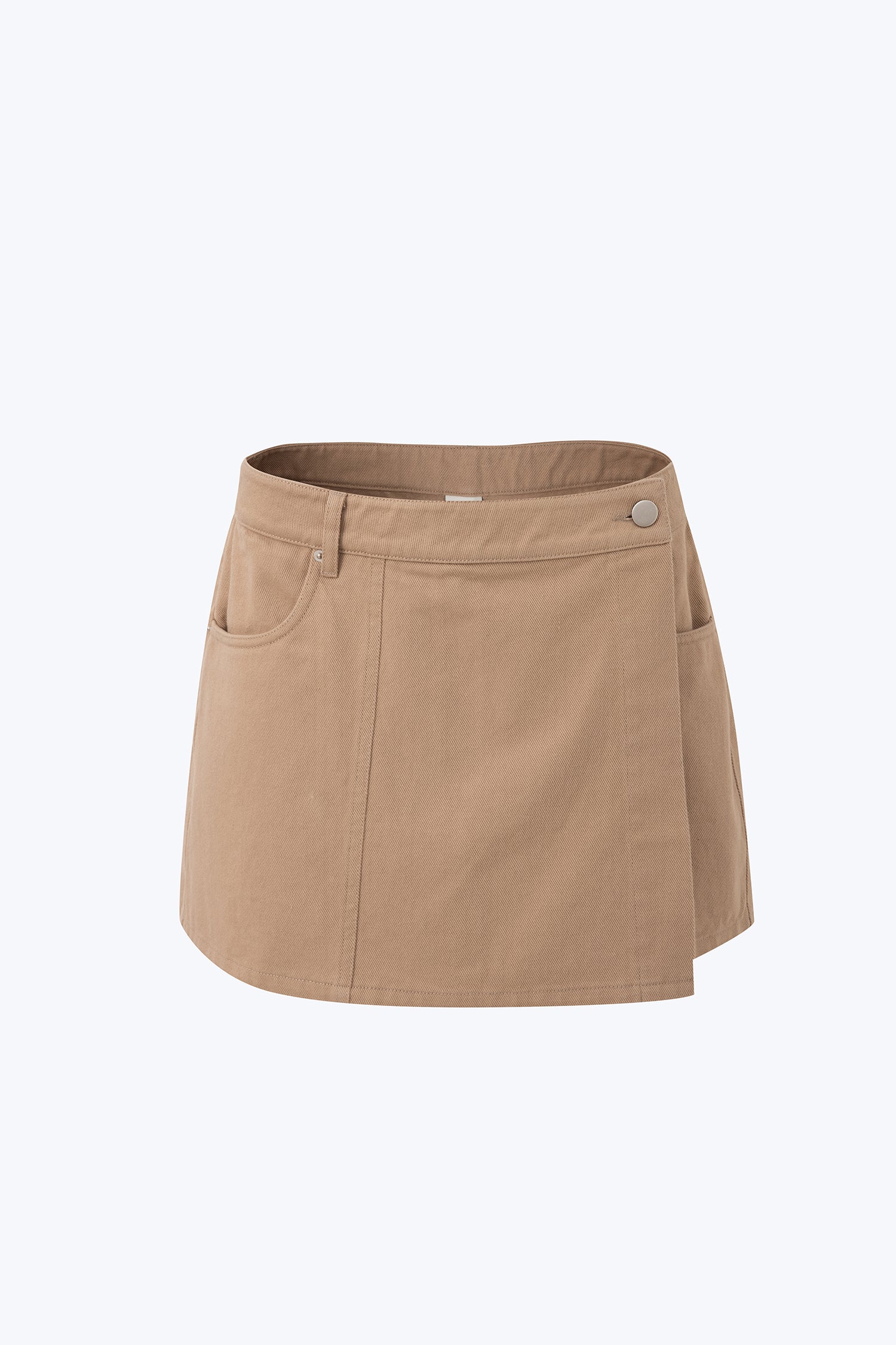 Denim Overlap Skorts - Khaki