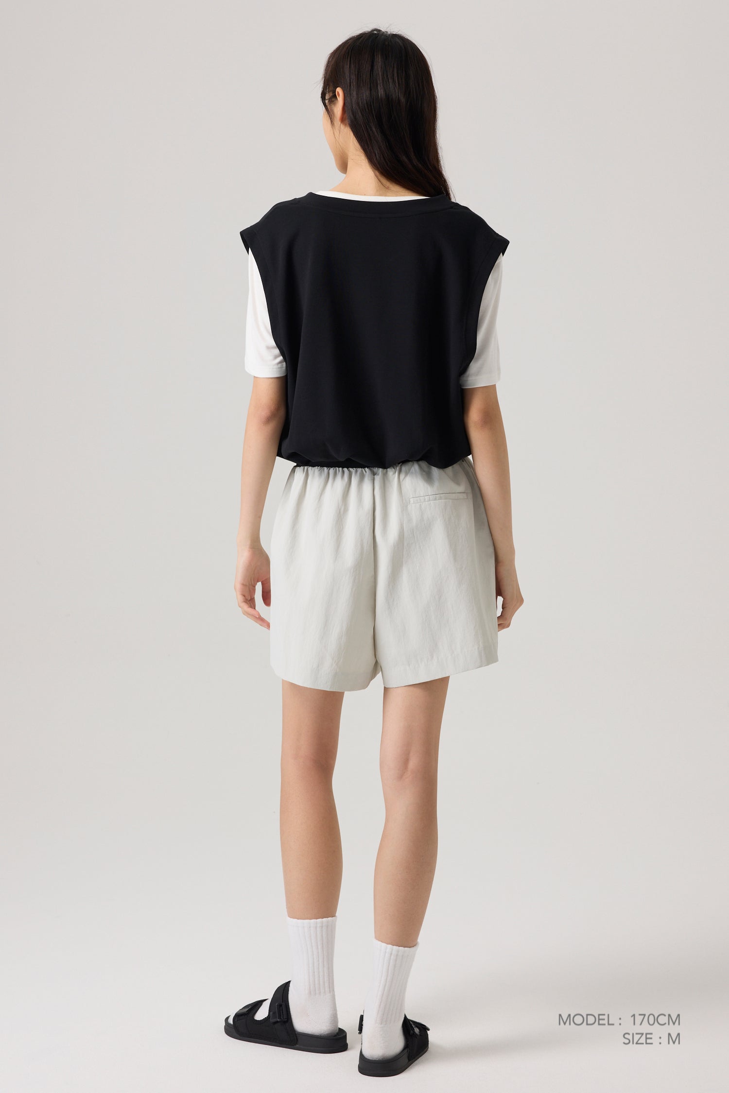 Elasticised Waistband Shorts - Light Grey