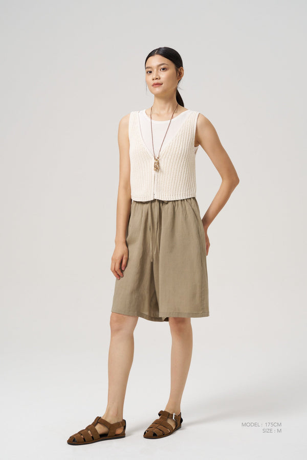 Wide Leg Shorts - Dark Sage
