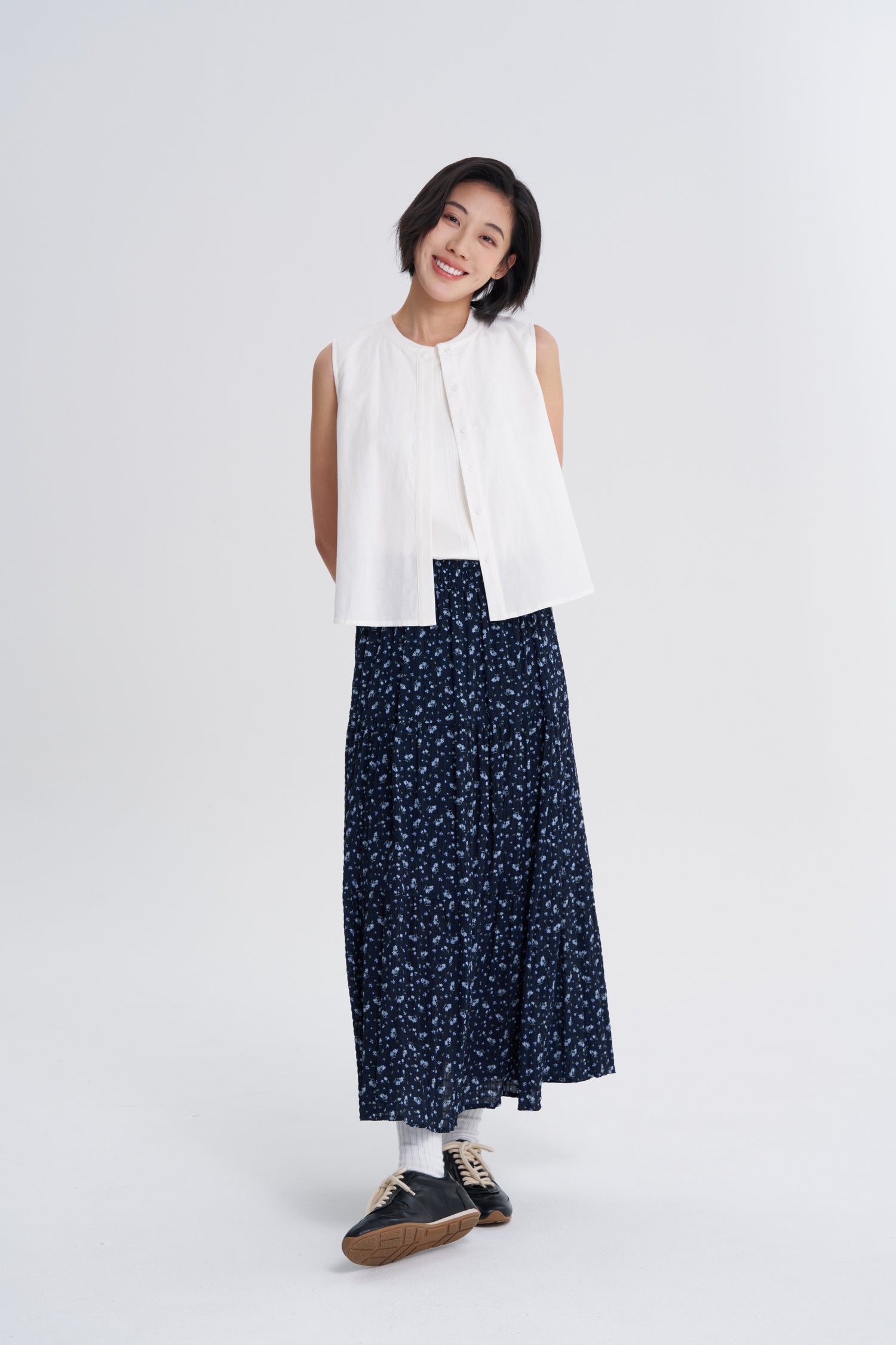 Floral Tier Skirt - Floral Navy – The Restyle Trait Malaysia