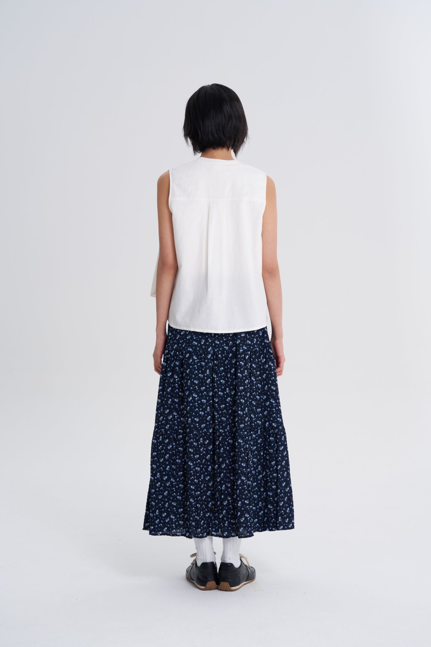 Floral Tier Skirt - Floral Navy