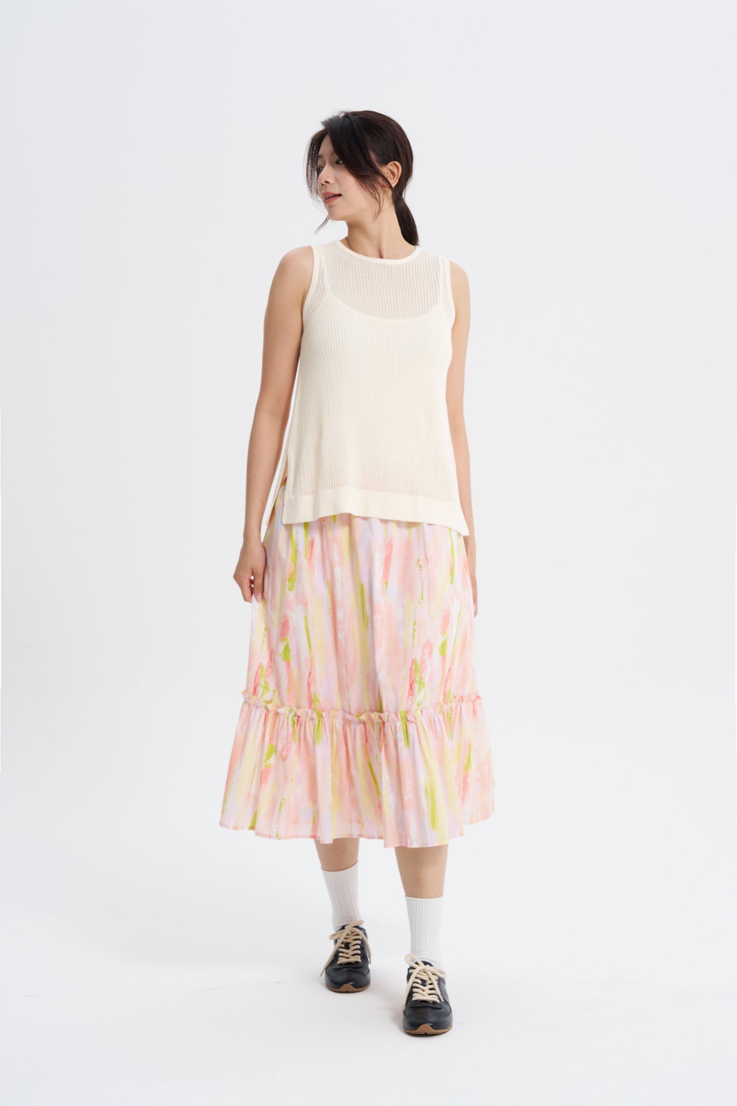Watercolour Ruffle Skirt - Watercolour Blush