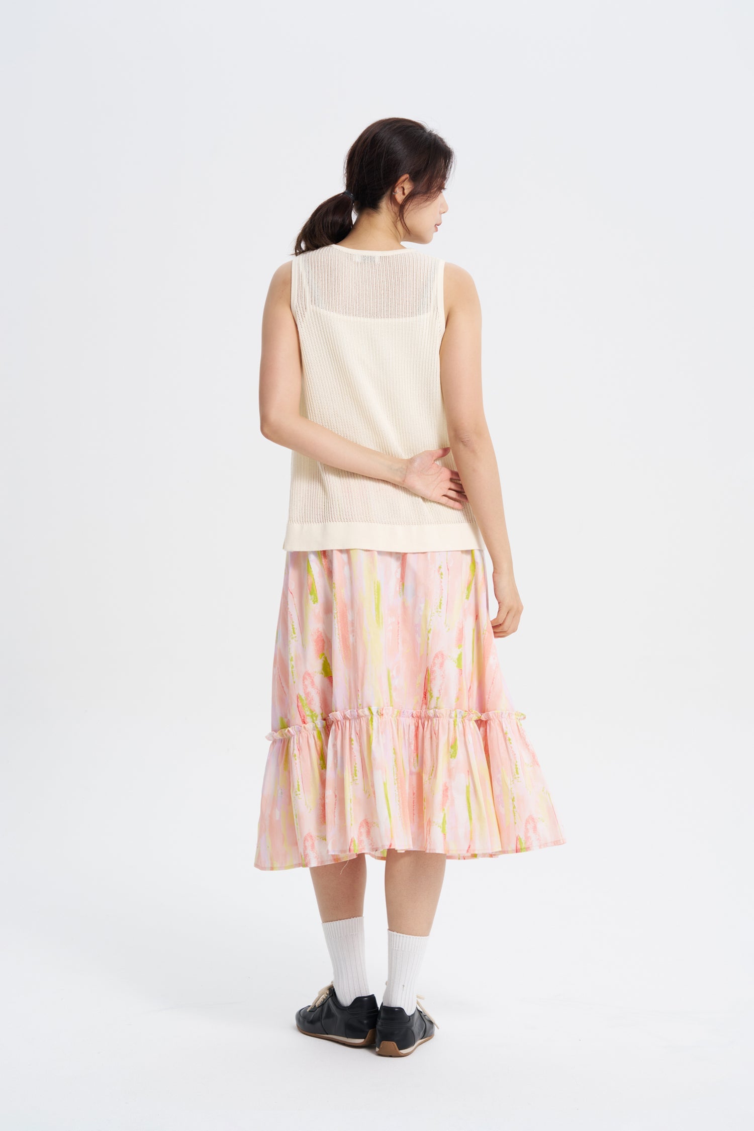Watercolour Ruffle Skirt - Watercolour Blush