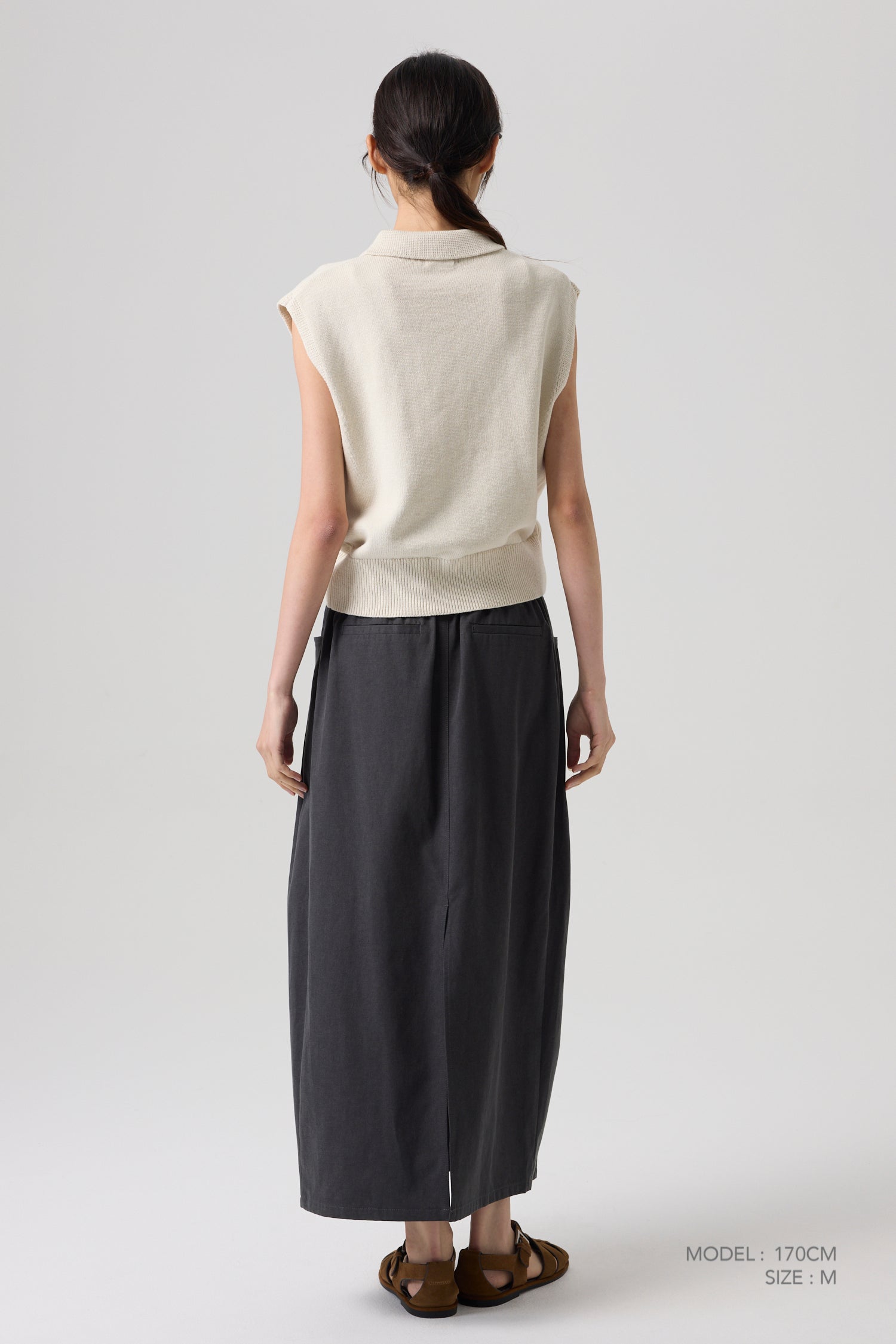 Pleated Cocoon Skirt - Charcoal