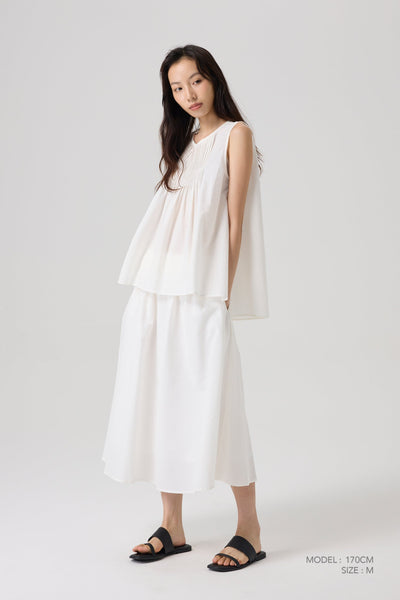 Ruche Waistband Skirt - Cream