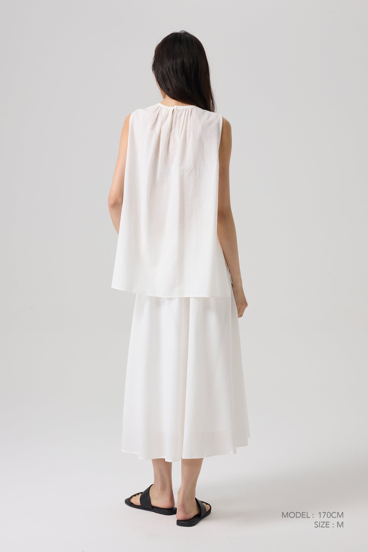 Ruche Waistband Skirt - Cream