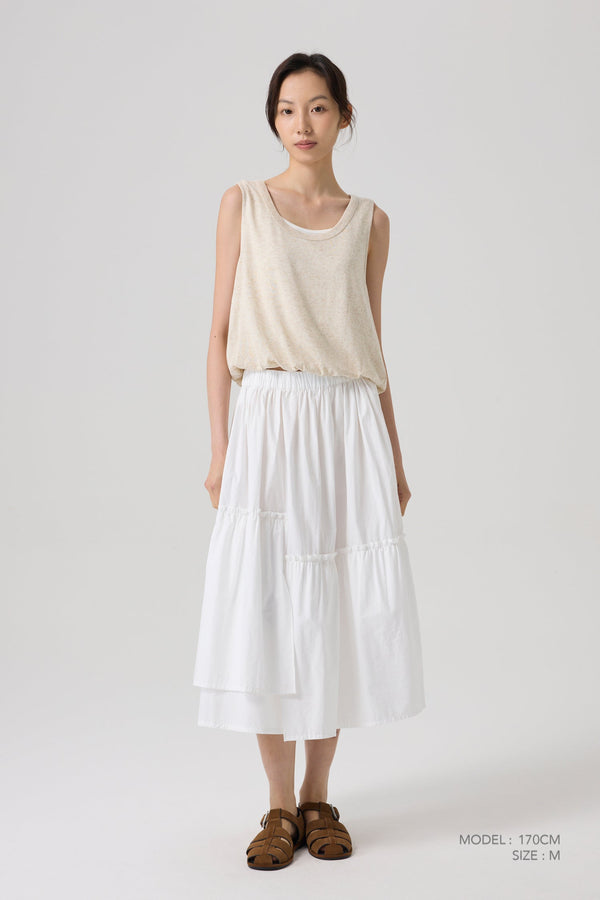 Asymmetric Ruffle Skirt - Cream