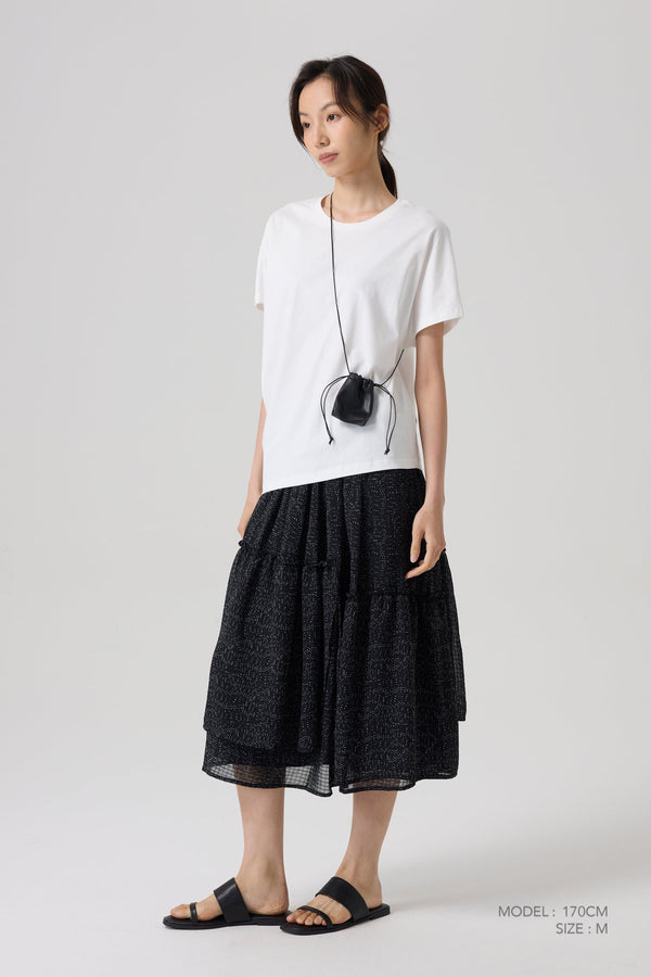 Asymmetric Ruffle Skirt - Black Specks