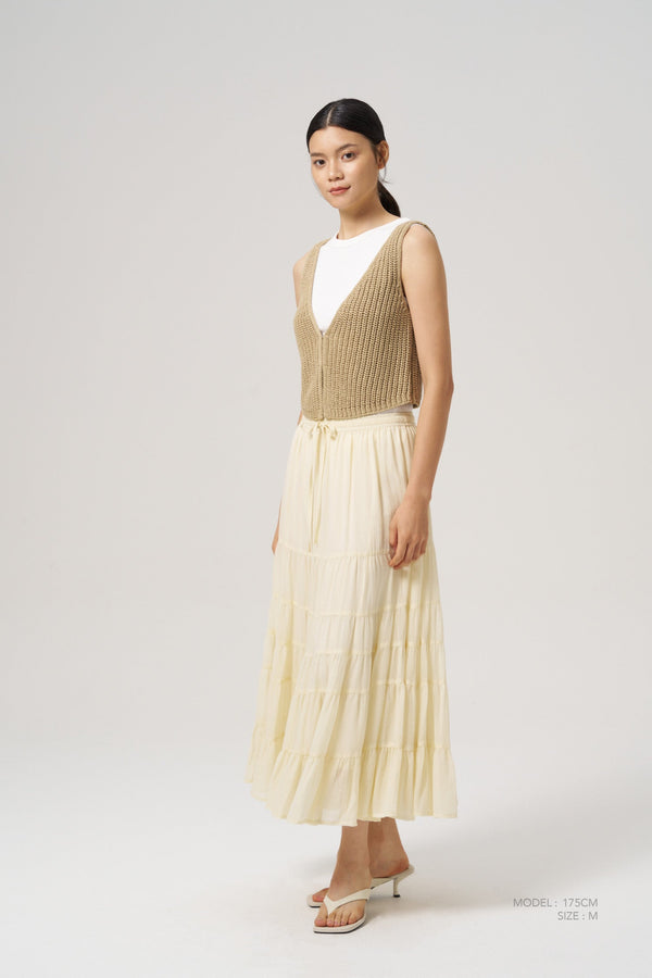Maxi Tier Skirt - Beige