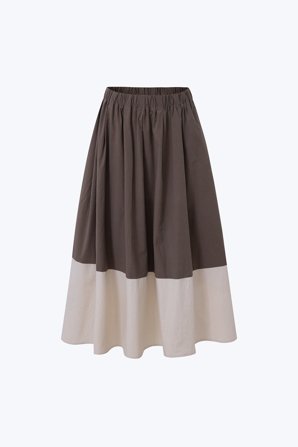 Elasticised Colourblock Skirt - Cocoa