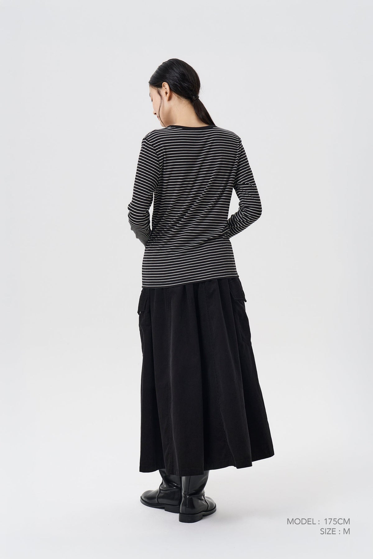 Corduroy Flare Skirt - Black