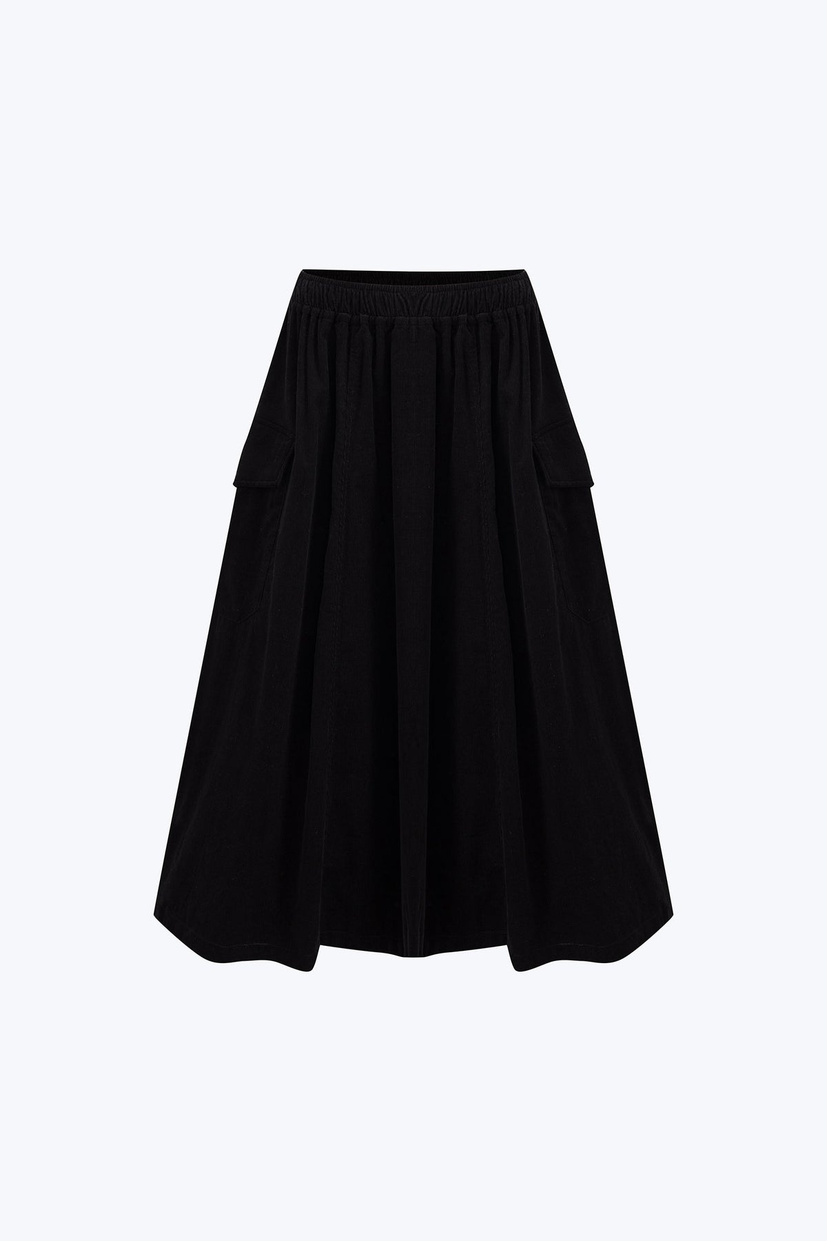 Corduroy Flare Skirt - Black