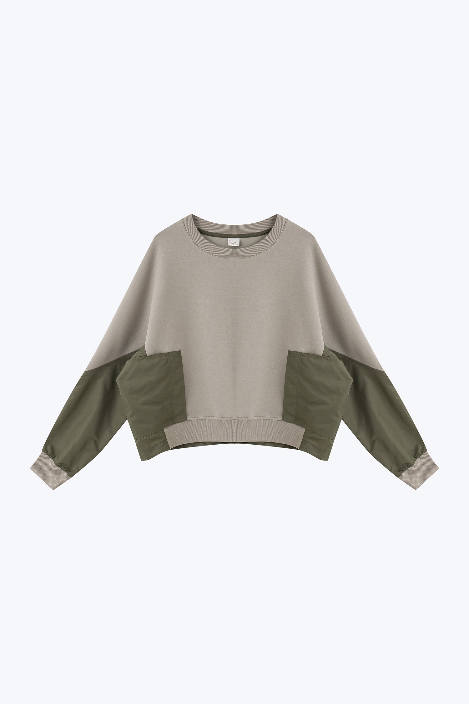 Contrast Fabric Sweater - Sage