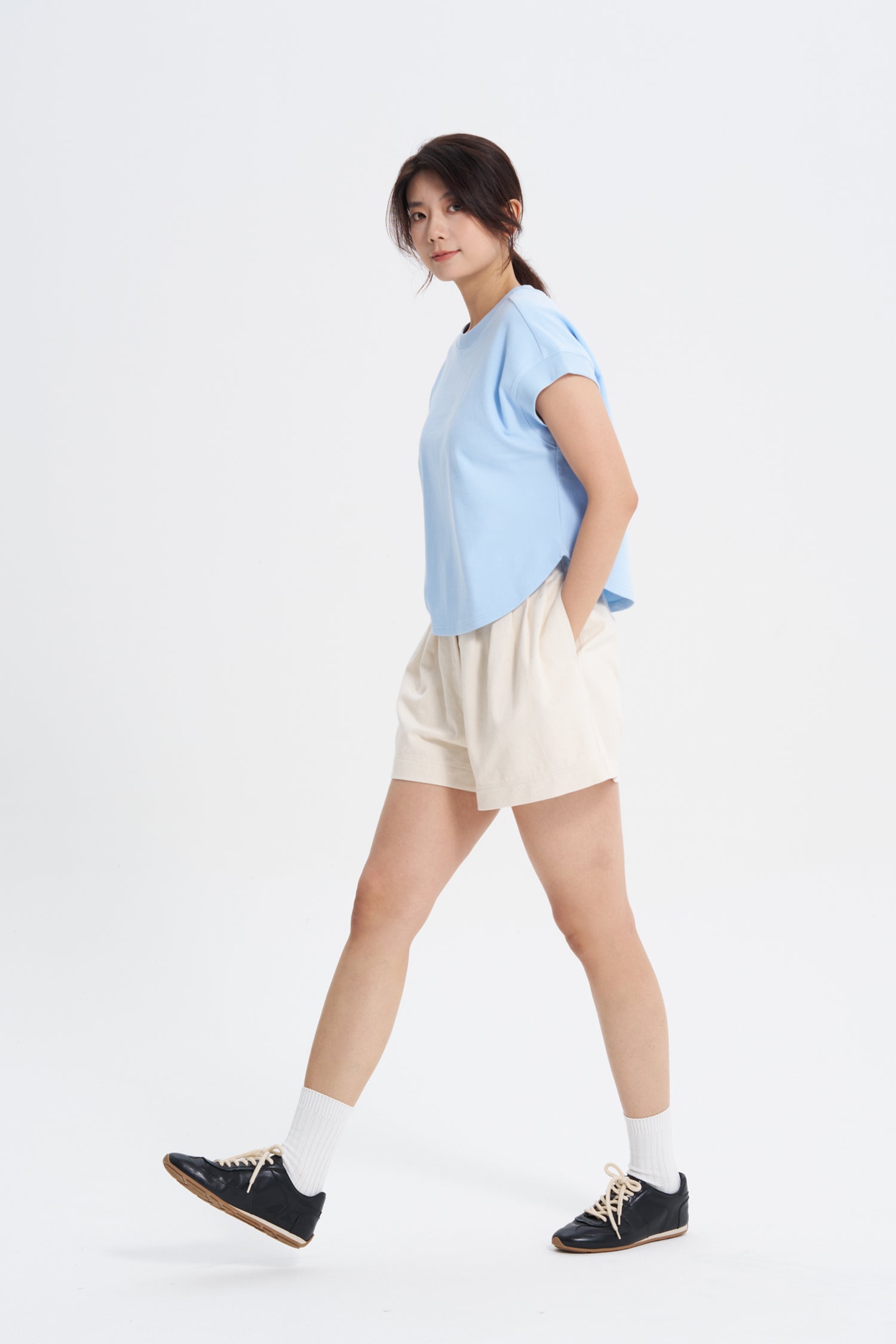 Ribbed Cuff Tee - Sky Blue