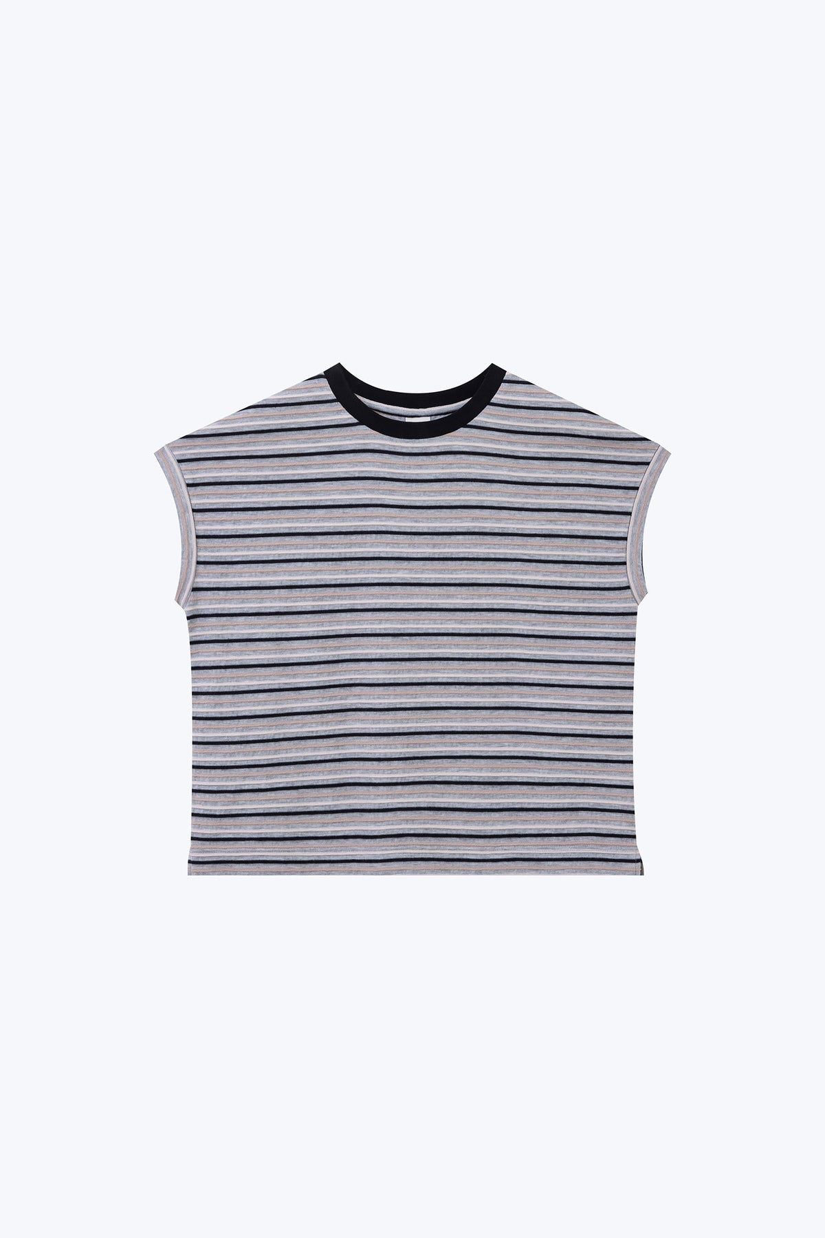 Striped Cap Sleeve Tee - Stripes Grey