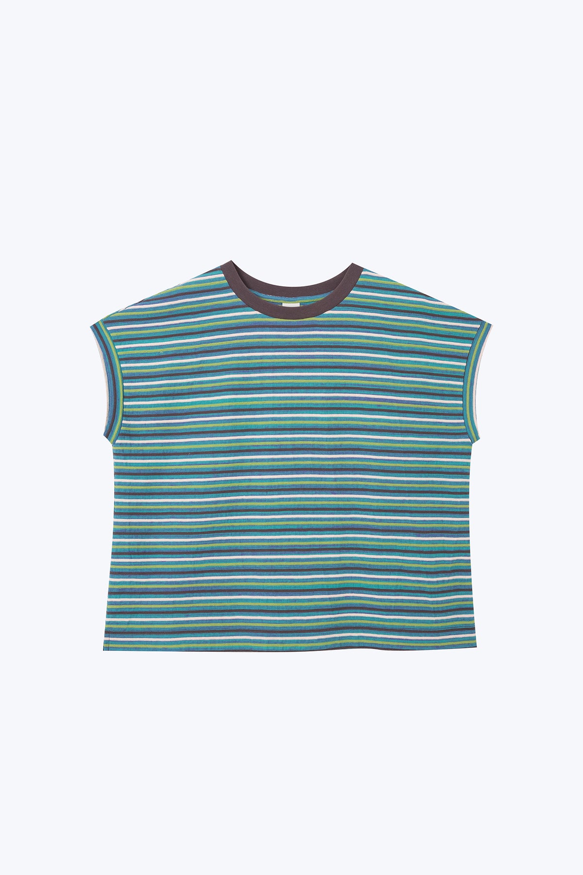 Striped Cap Sleeve Tee - Stripes Teal