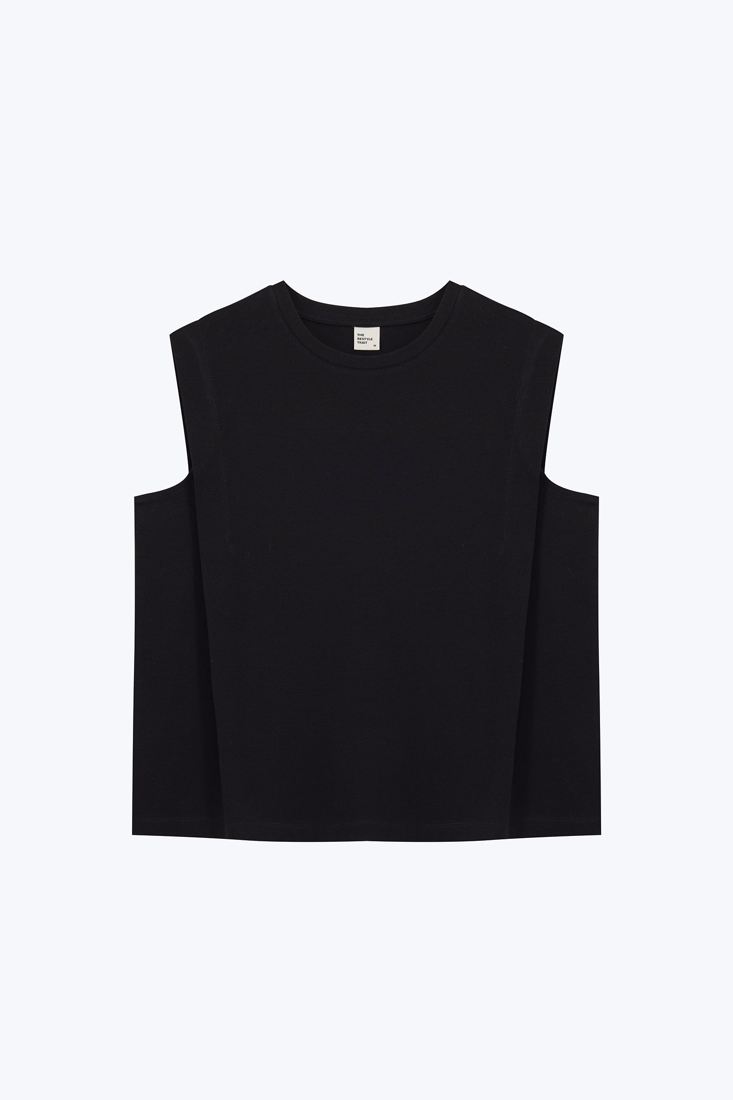 Shoulder Pleat Tee - Black