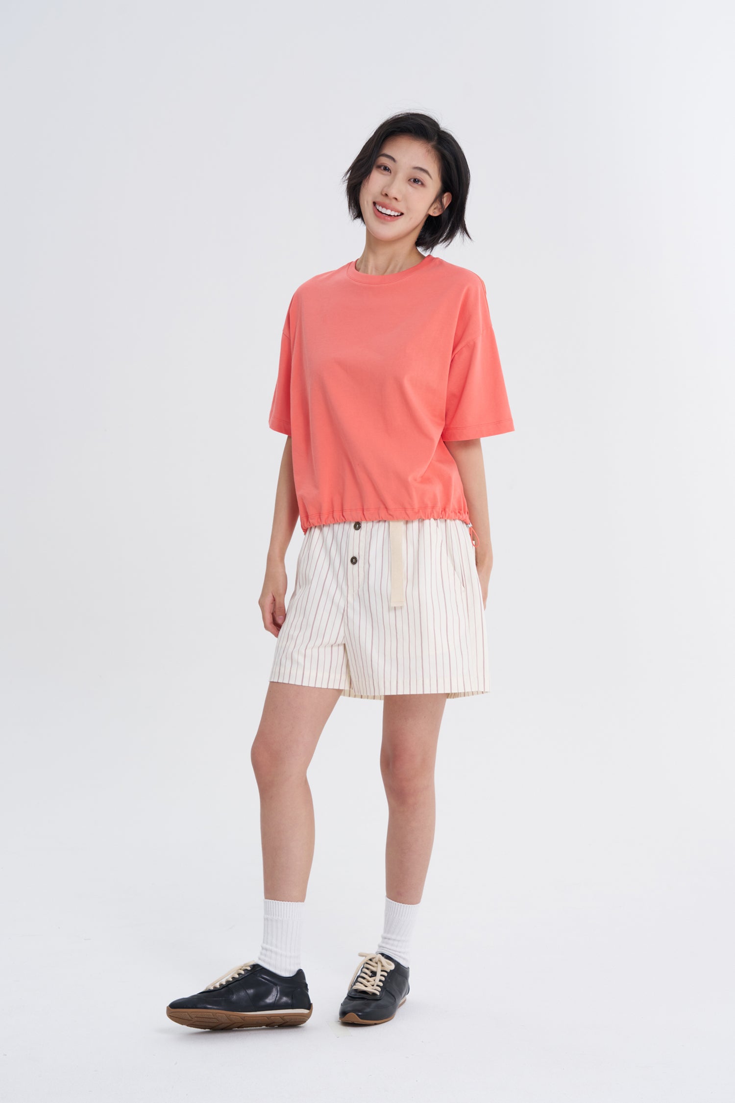 Drawcord Tee - Coral